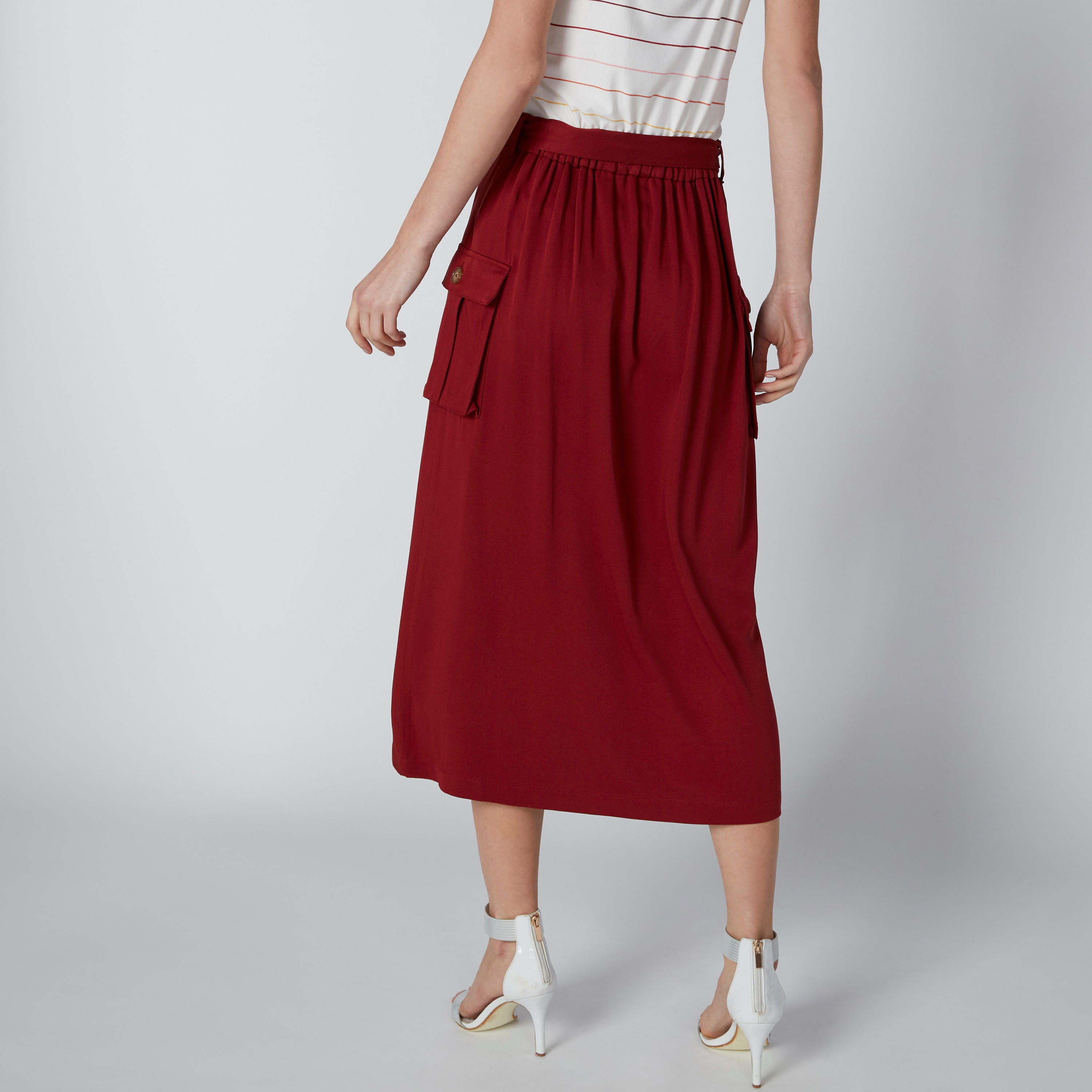 Midi A-Line Solid Skirt with Button and Pocket Detail-women-clothing-bottoms-skirts-image-2