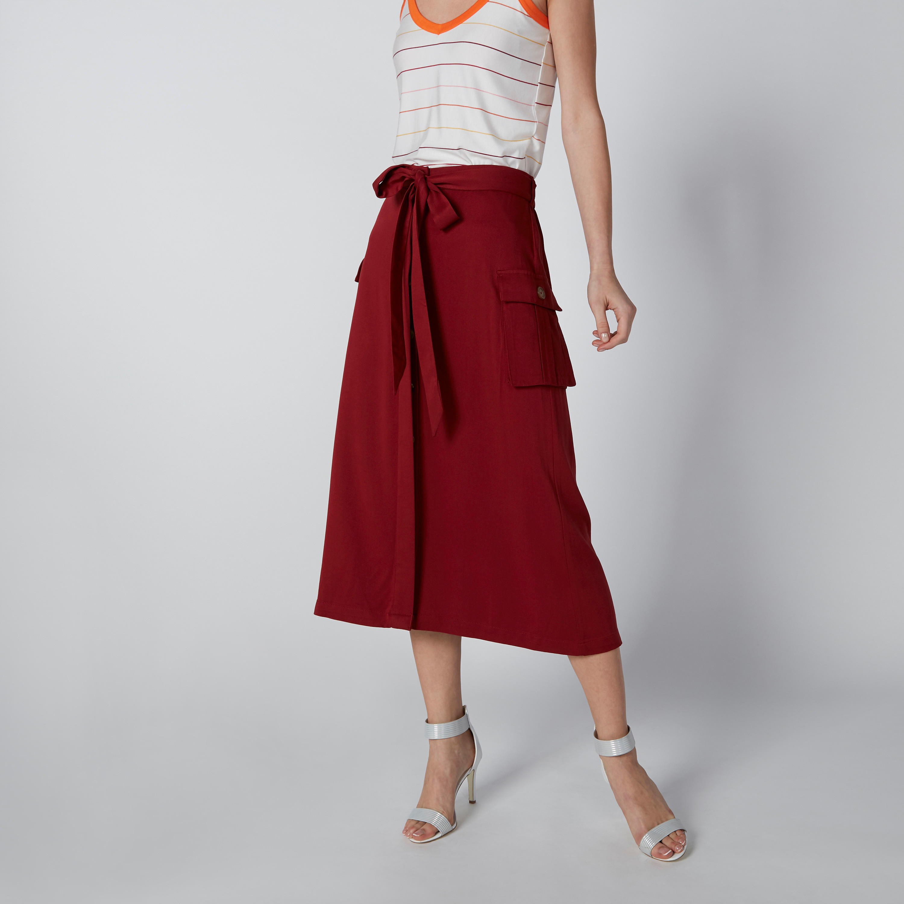 Midi A-Line Solid Skirt with Button and Pocket Detail-women-clothing-bottoms-skirts-image-5