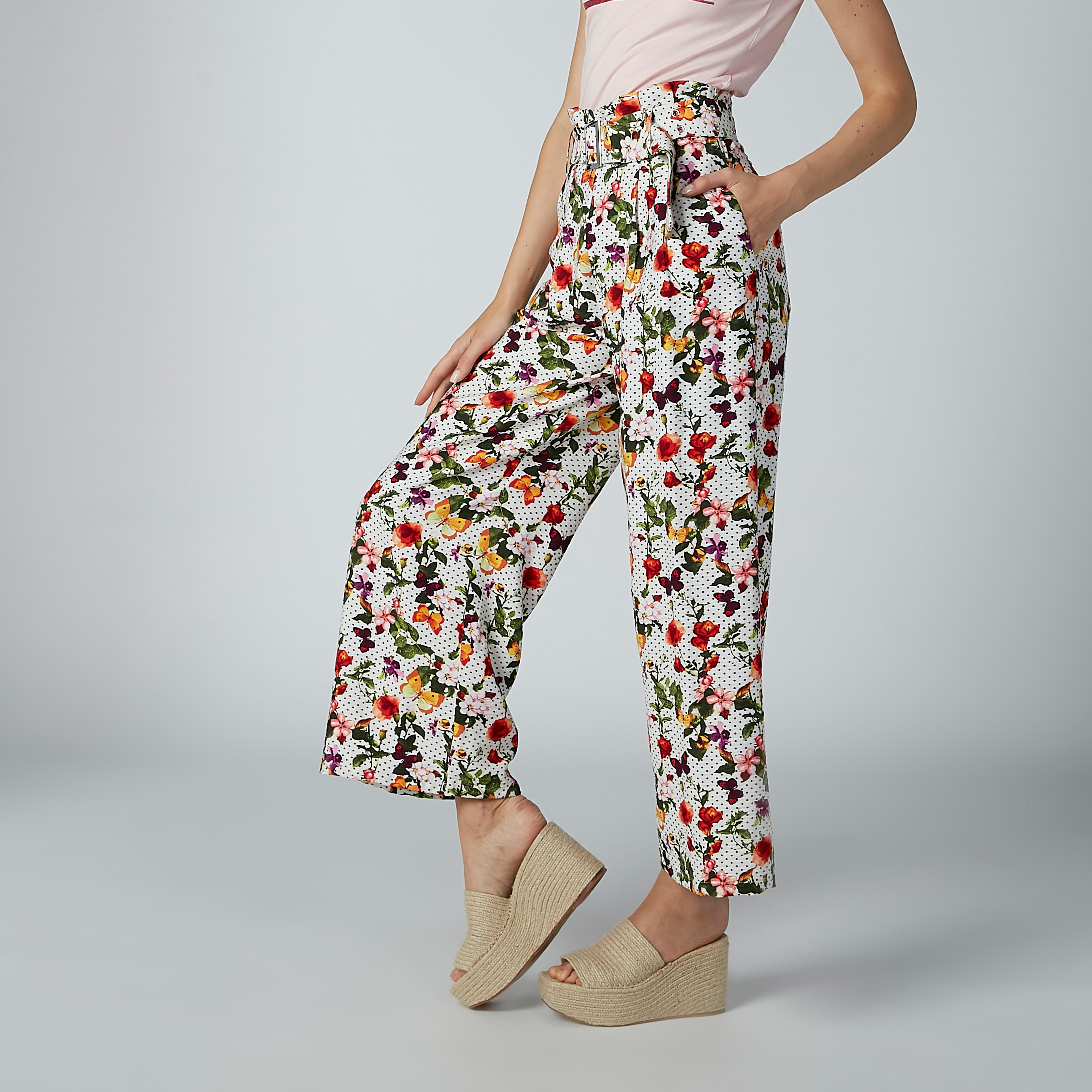 بنطال بالازو بقصّة واسعة وجيوب وحزام وطبعات-women-clothing-bottoms-trousers-image-1