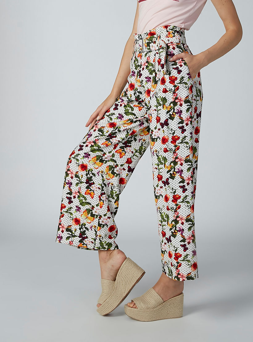 بنطال بالازو بقصّة واسعة وجيوب وحزام وطبعات-women-clothing-bottoms-trousers-image-1