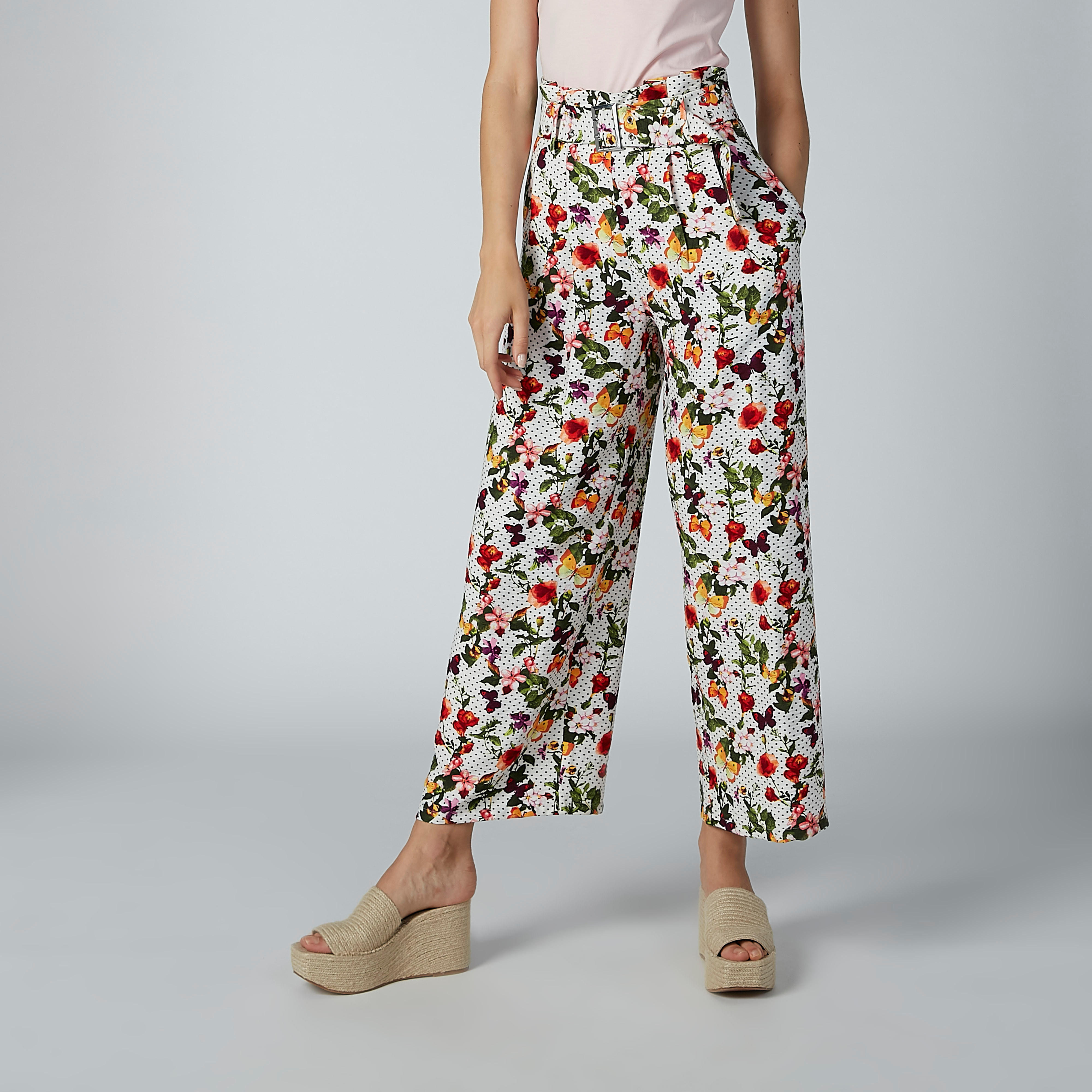 بنطال بالازو بقصّة واسعة وجيوب وحزام وطبعات-women-clothing-bottoms-trousers-image-4