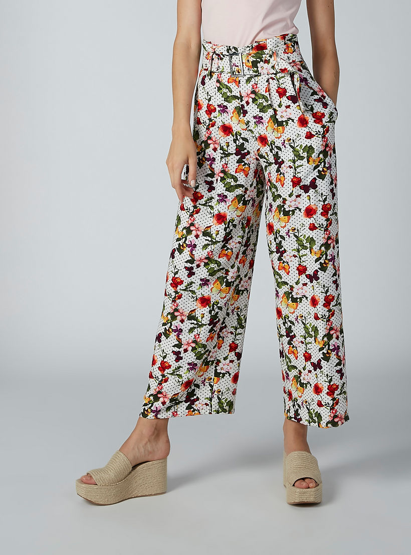 بنطال بالازو بقصّة واسعة وجيوب وحزام وطبعات-women-clothing-bottoms-trousers-image-4