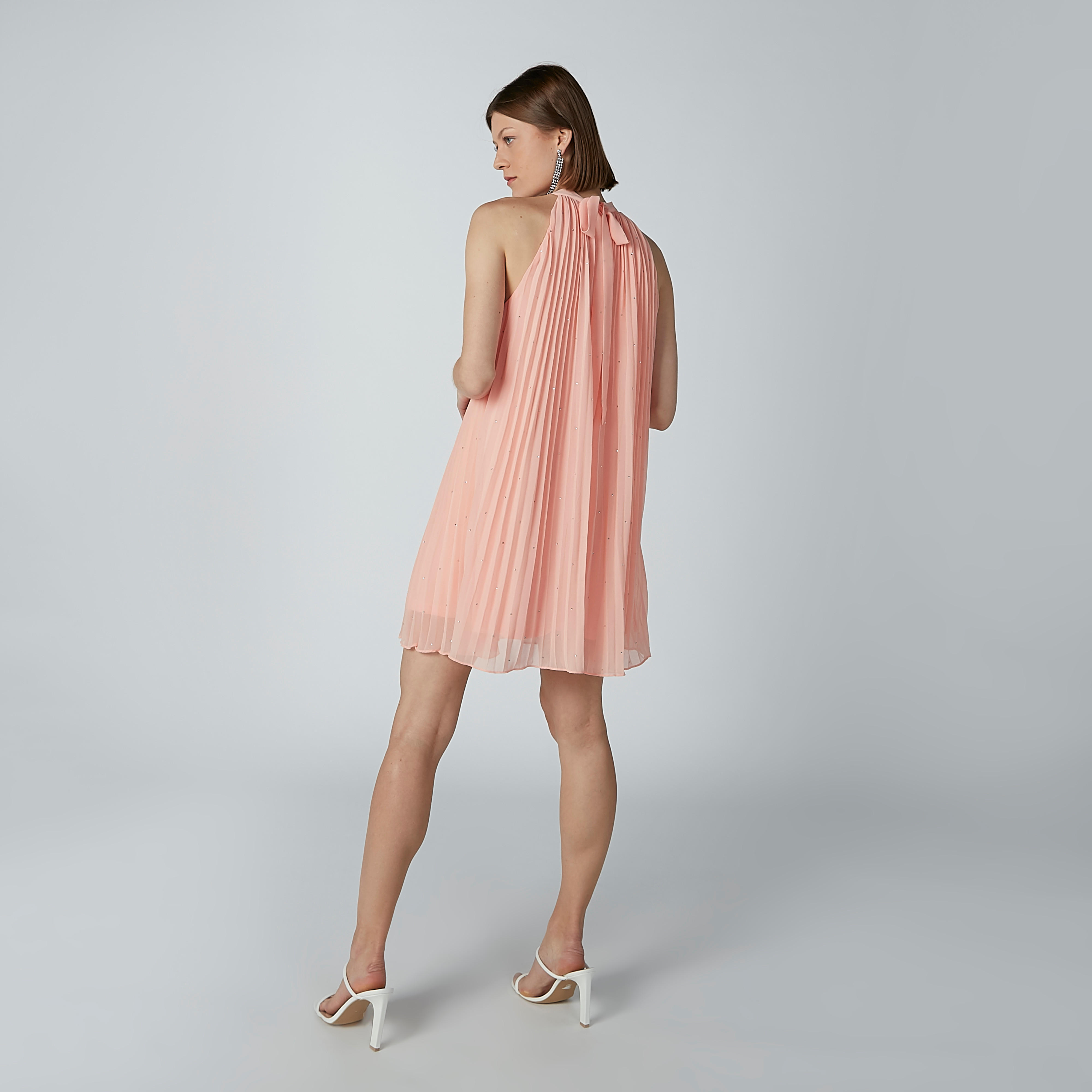 فستان إيه لاين متوسط الطول بأربطة وثنيات-women-clothing-dresses-image-5