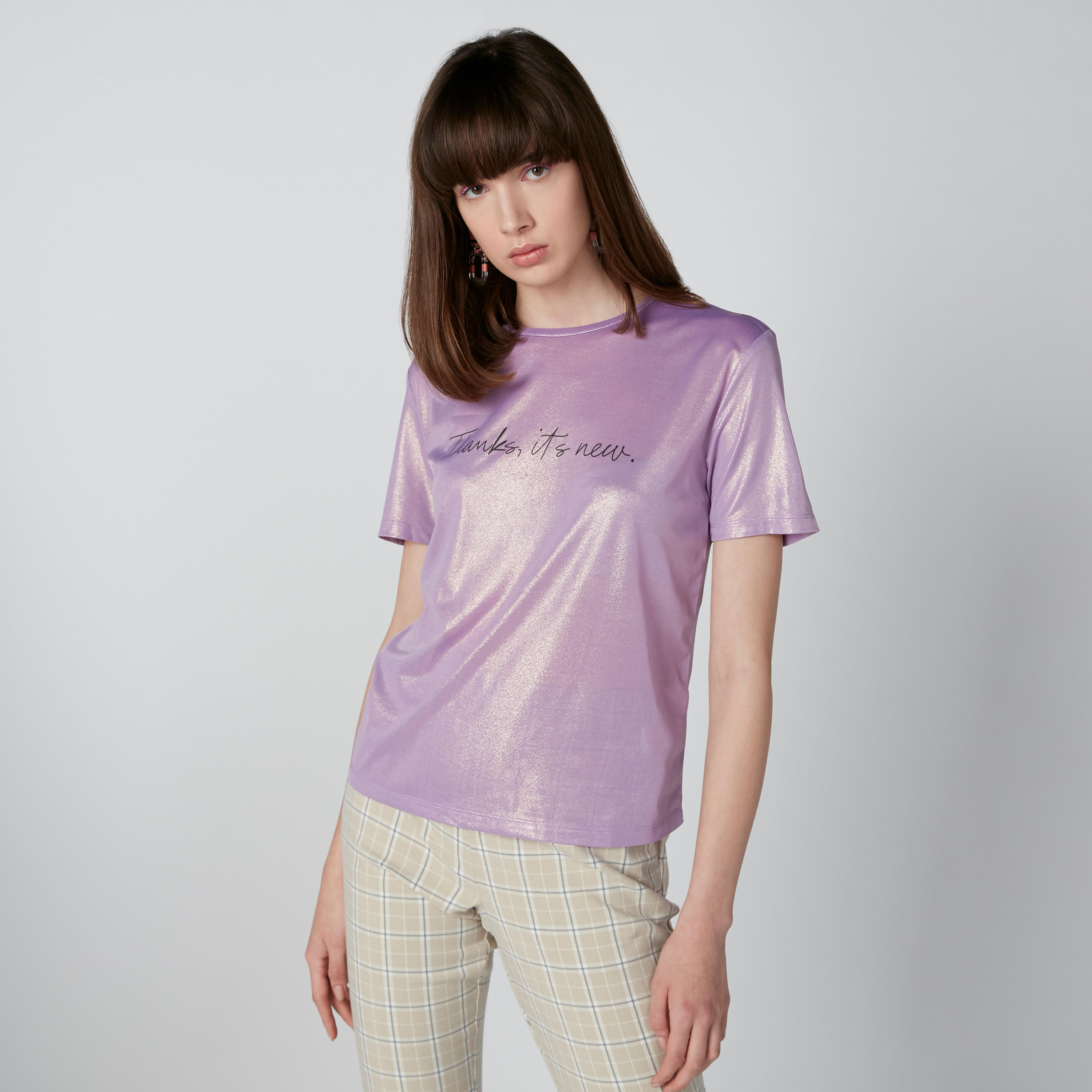 تيشيرت بياقة ضيقة وأكمام قصيرة-women-clothing-tshirts-image-4
