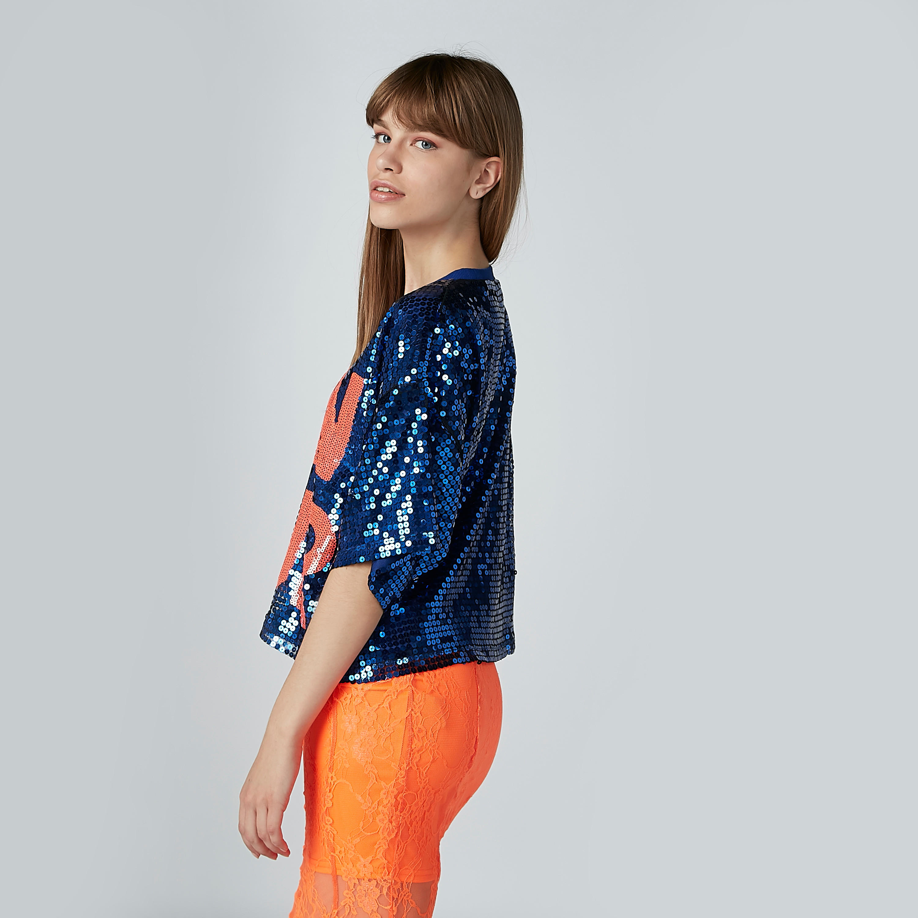 Sequin Top with Round Neck and Short Sleeves-women-clothing-shirtsandblouses-blouses-image-4