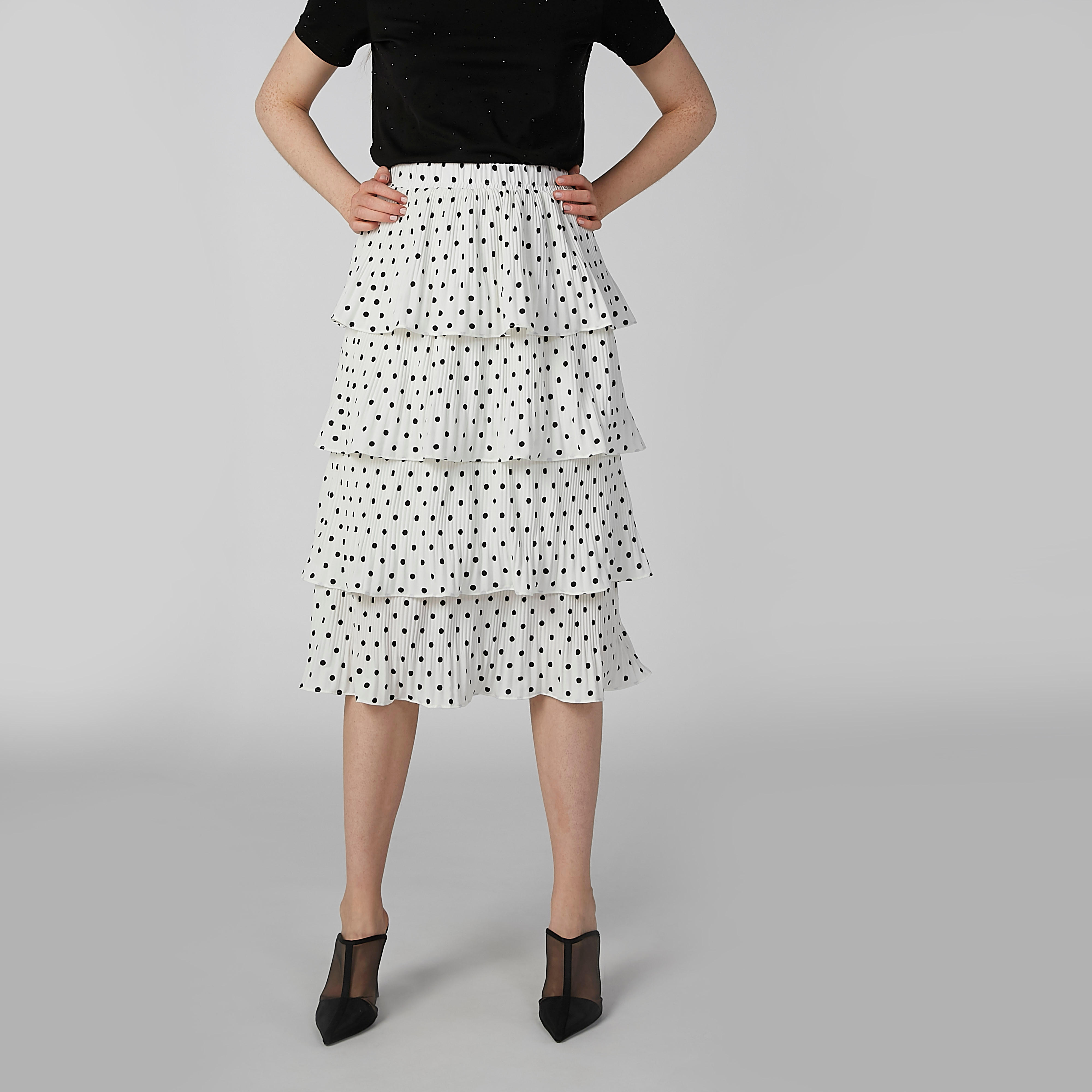 تنورة إيه لاين متوسطة الطول بخصر مطّاطي وطبعات منقّطة-women-clothing-bottoms-skirts-image-3