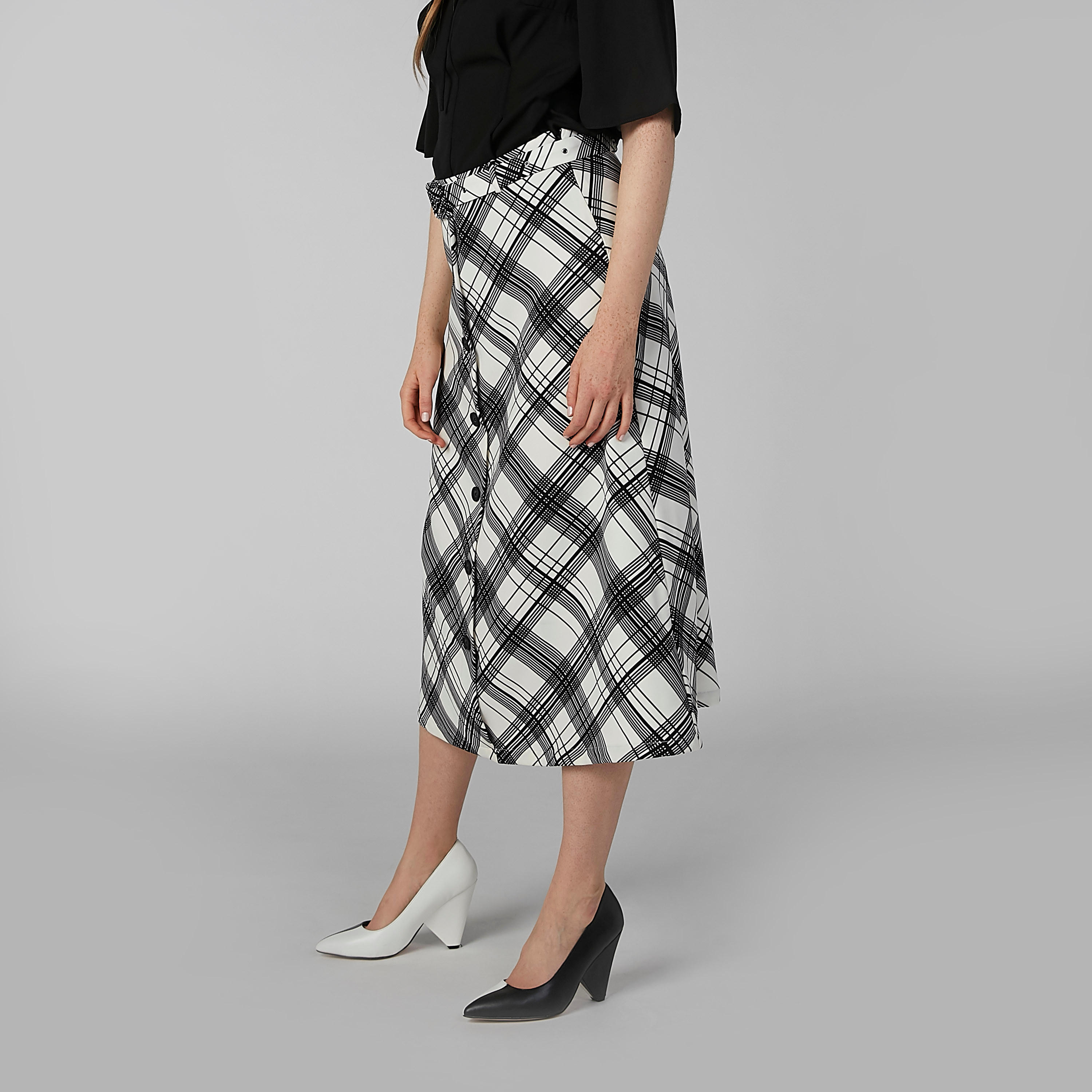تنورة كاروهات إيه لاين متوسطة الطول بحزام-women-clothing-bottoms-skirts-image-4