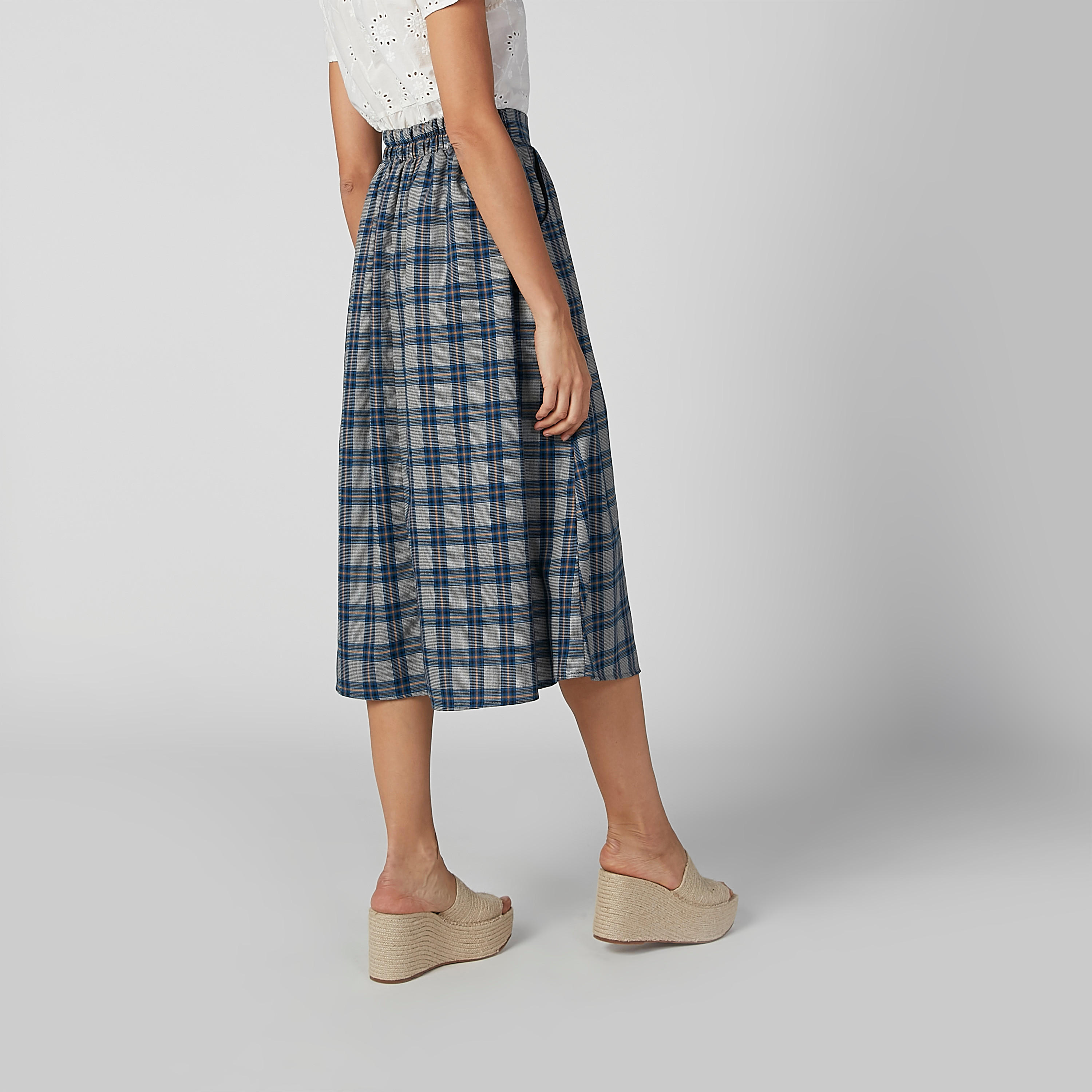 تنورة كاروهات إيه لاين متوسطة الطول بجيوب-women-clothing-bottoms-skirts-image-4