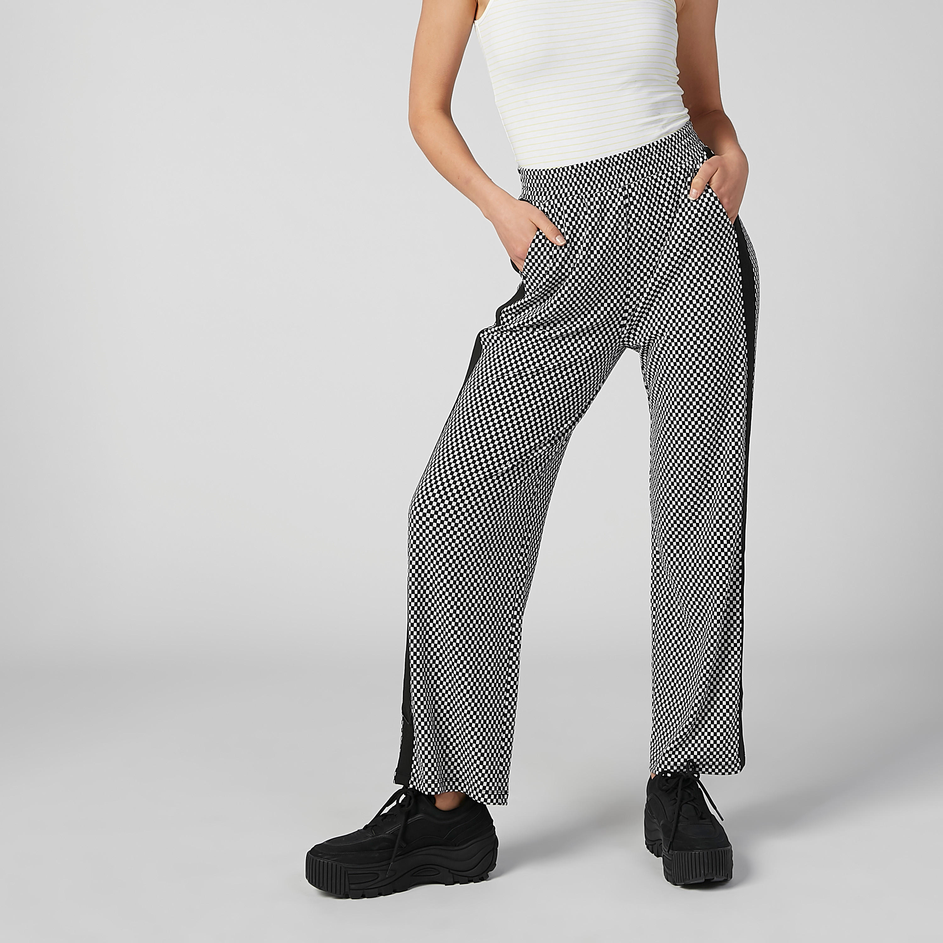 بنطال كاروهات طويل بجيوب وشريطة-women-clothing-bottoms-trousers-image-1