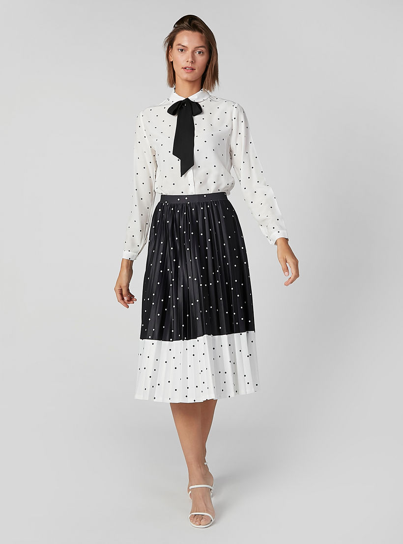 Polka Dot Printed Midi A-line Skirt with Elasticised Waistband-women-clothing-bottoms-skirts-image-2
