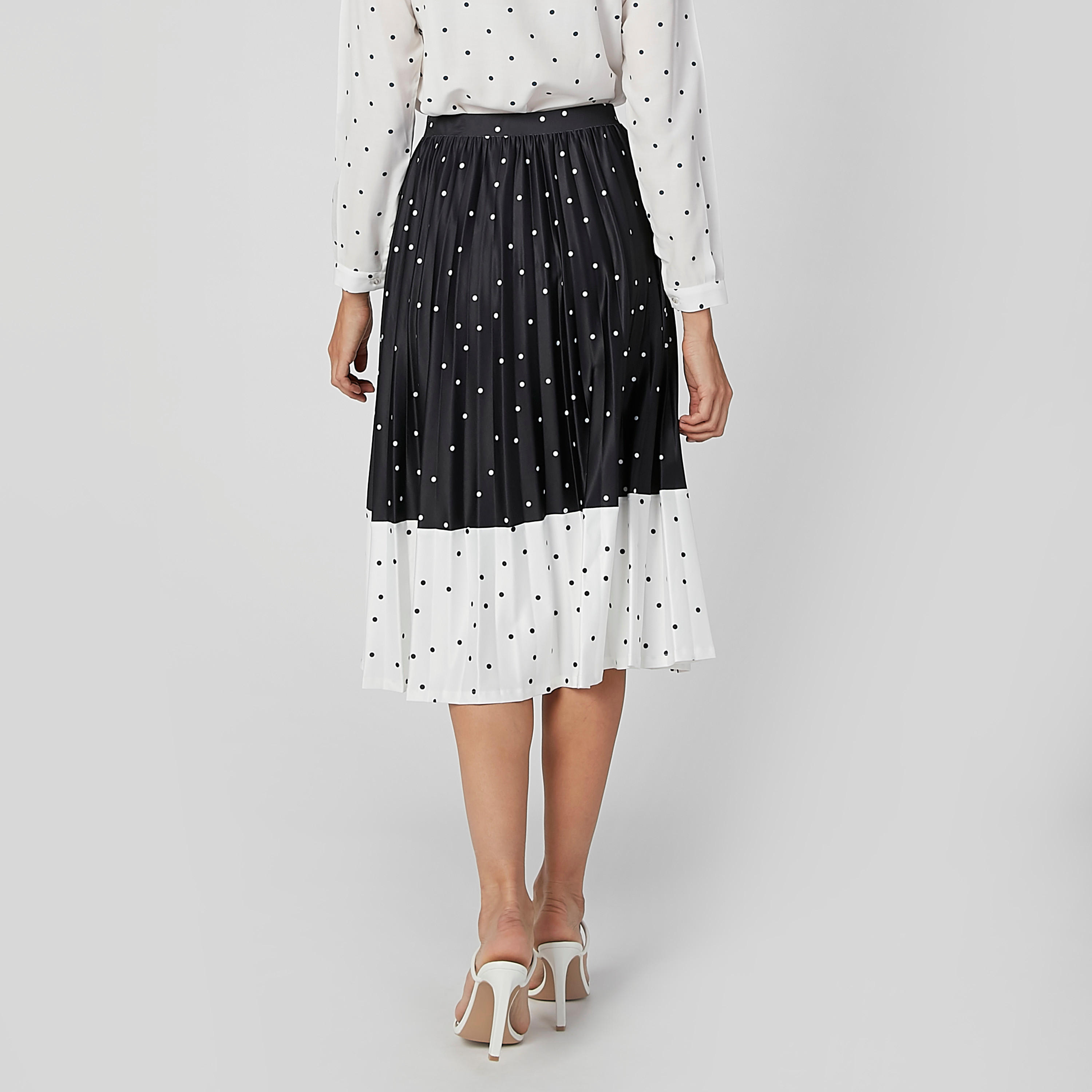 Polka Dot Printed Midi A-line Skirt with Elasticised Waistband-women-clothing-bottoms-skirts-image-4