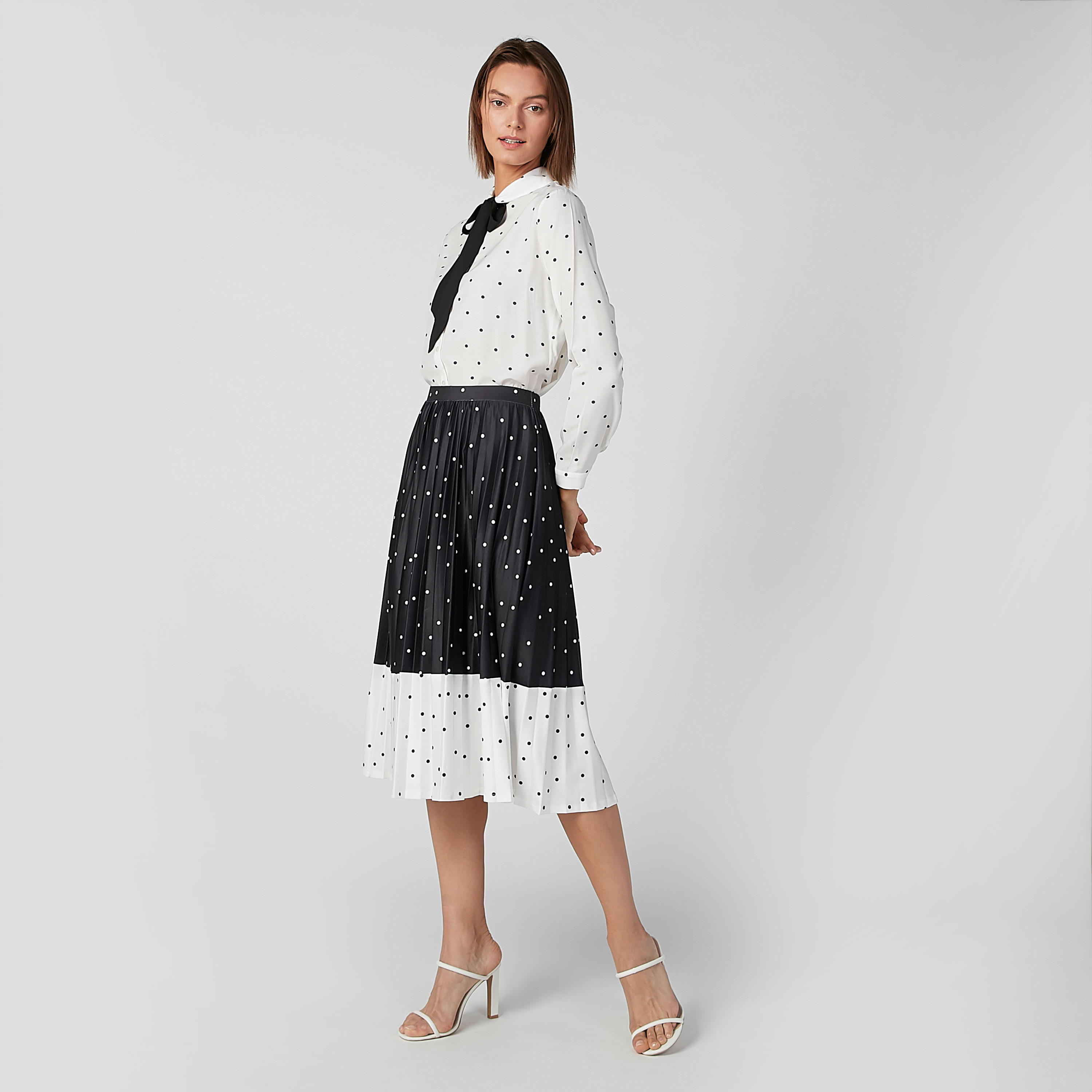 Polka Dot Printed Midi A-line Skirt with Elasticised Waistband-women-clothing-bottoms-skirts-image-5