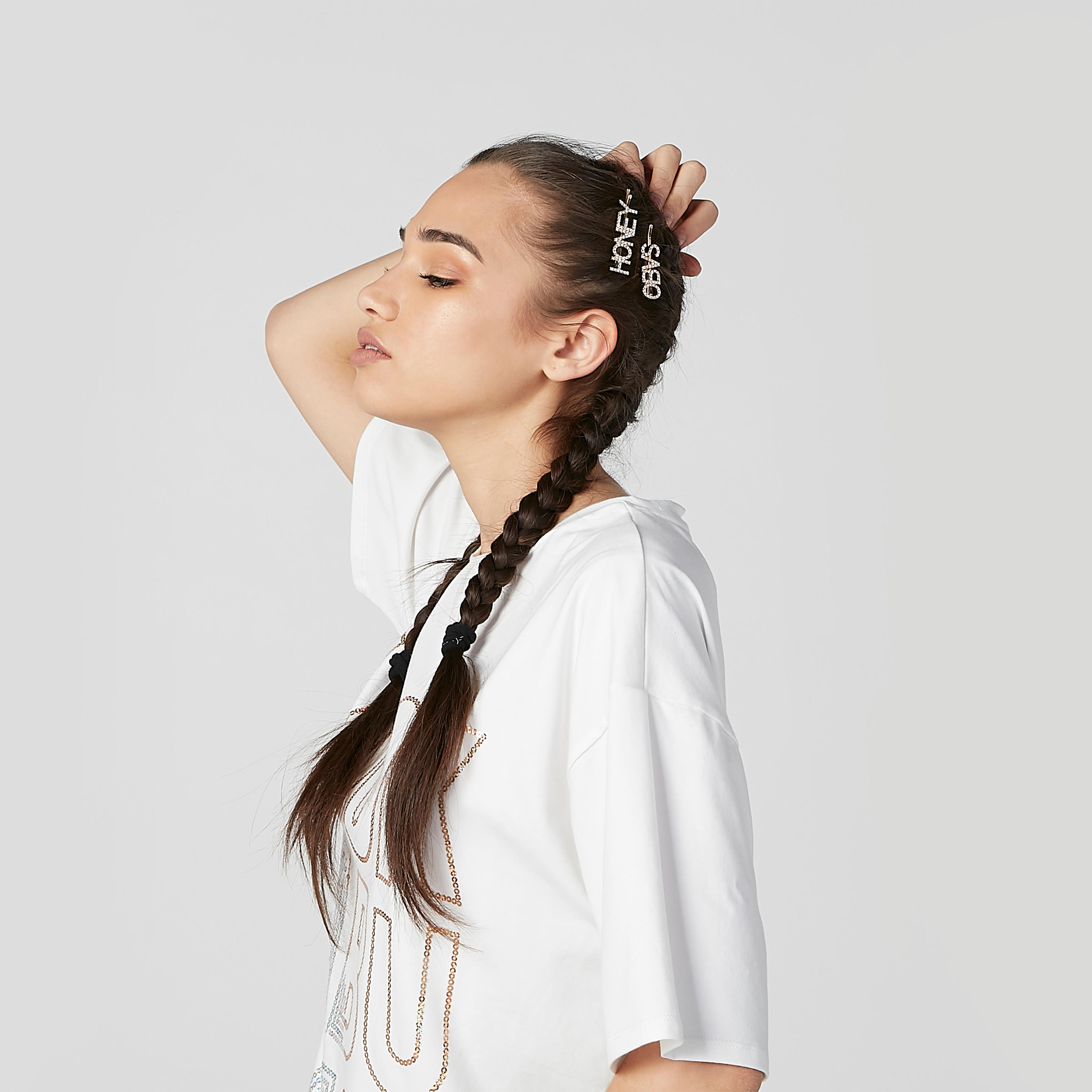 Embellished T-shirt with Round Neck and Drop Shoulder Sleeves-women-clothing-tshirts-image-5