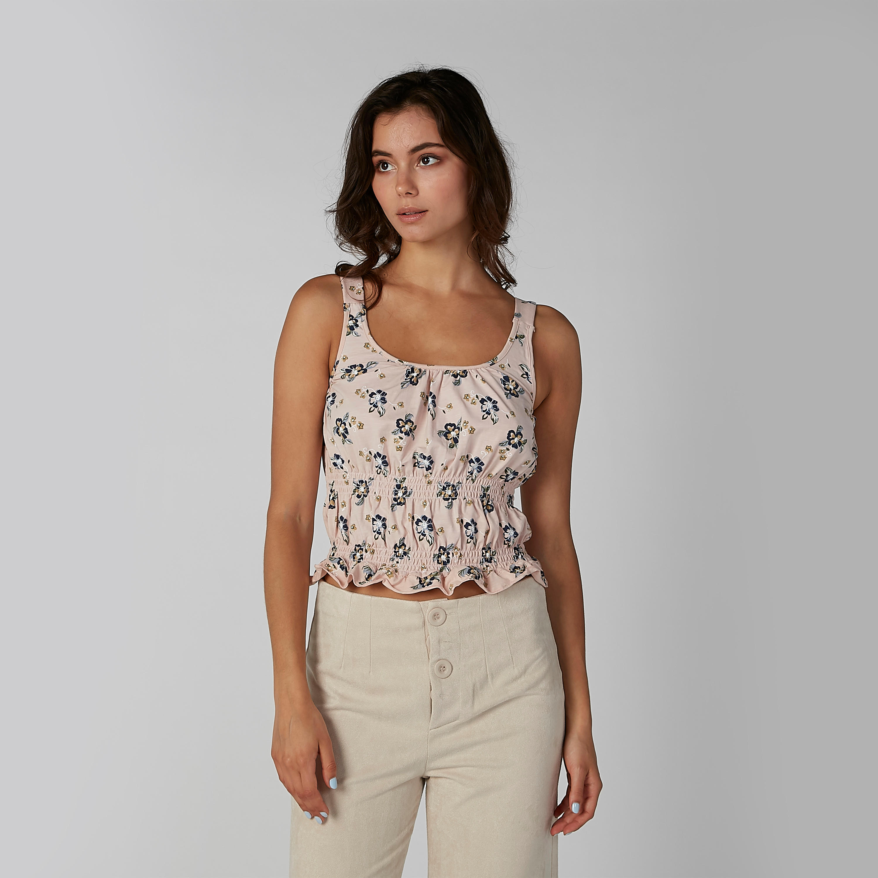 بلوزة دون أكمام بياقة عميقة وتطريز وطبعات أزهار-women-clothing-shirtsandblouses-blouses-image-2