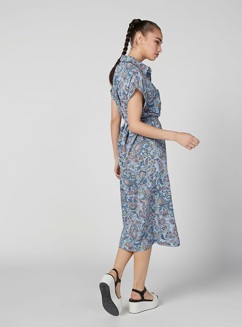 فستان قميص إيه لاين متوسط الطول بأكمام متصلة وأربطة وطبعات-women-clothing-dresses-image-3