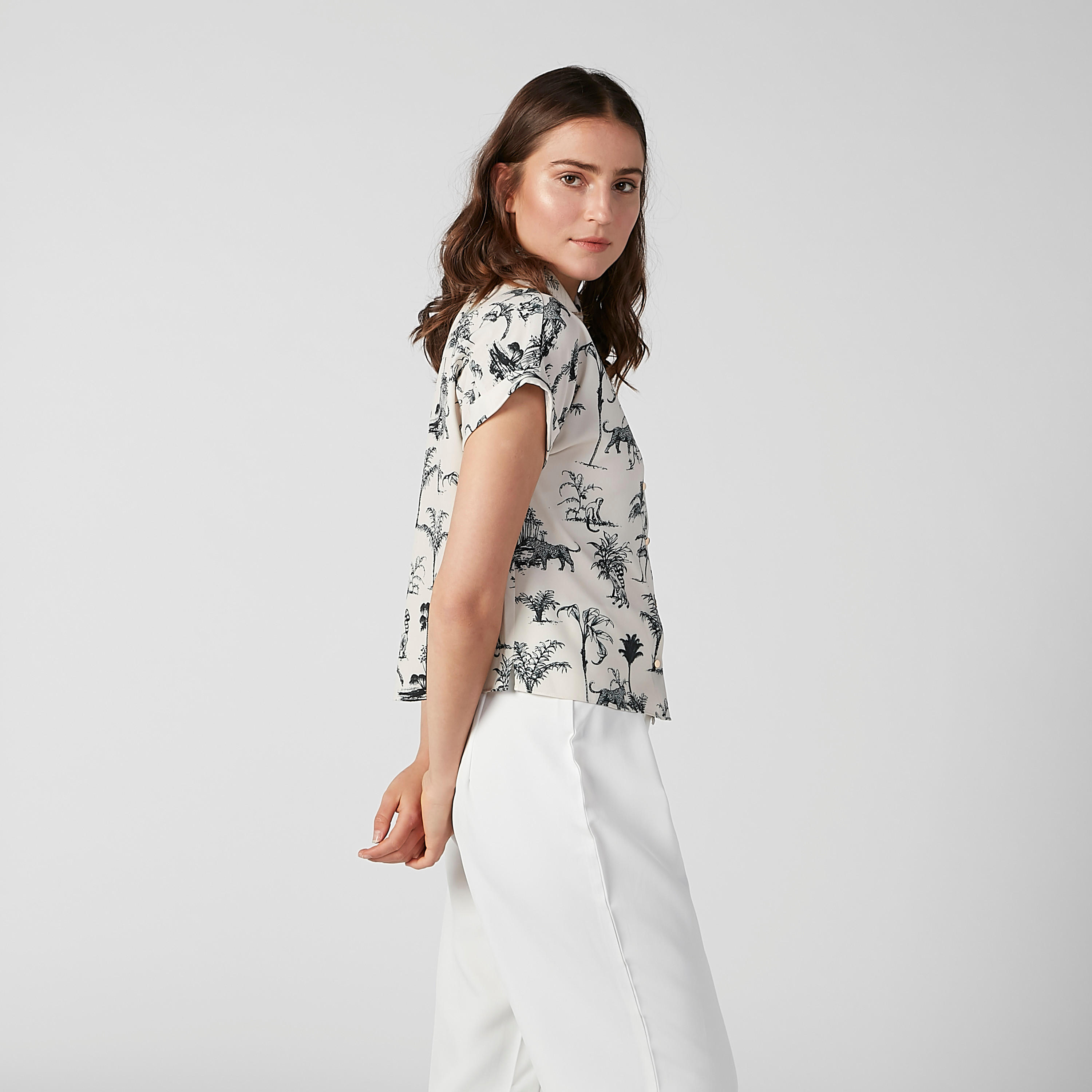 Printed Shirt with Cap Sleeves and Complete Placket-women-clothing-shirtsandblouses-shirts-image-3