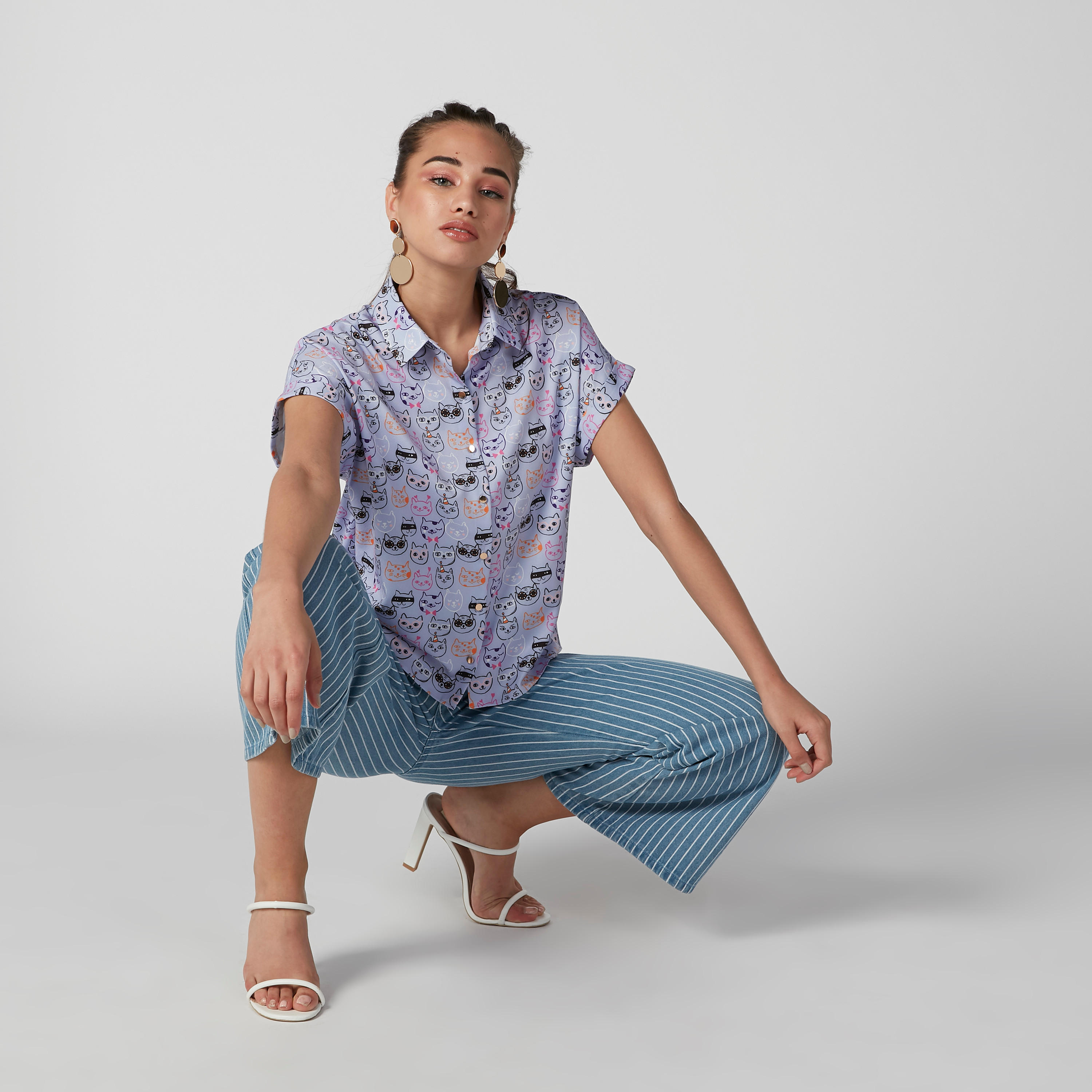قميص بياقة عاديّة وأكمام متصلة وطبعات-women-clothing-shirtsandblouses-shirts-image-2