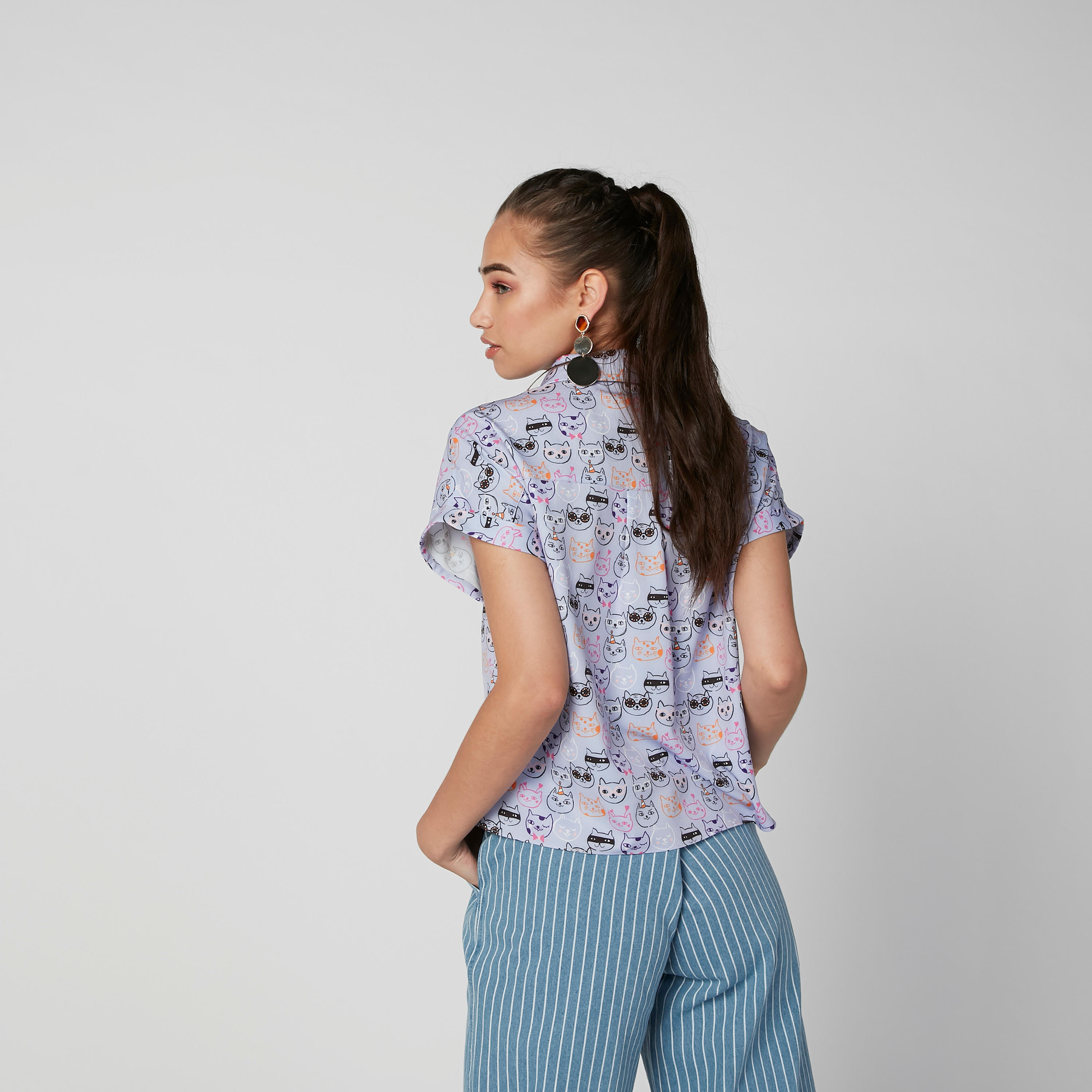 قميص بياقة عاديّة وأكمام متصلة وطبعات-women-clothing-shirtsandblouses-shirts-image-3