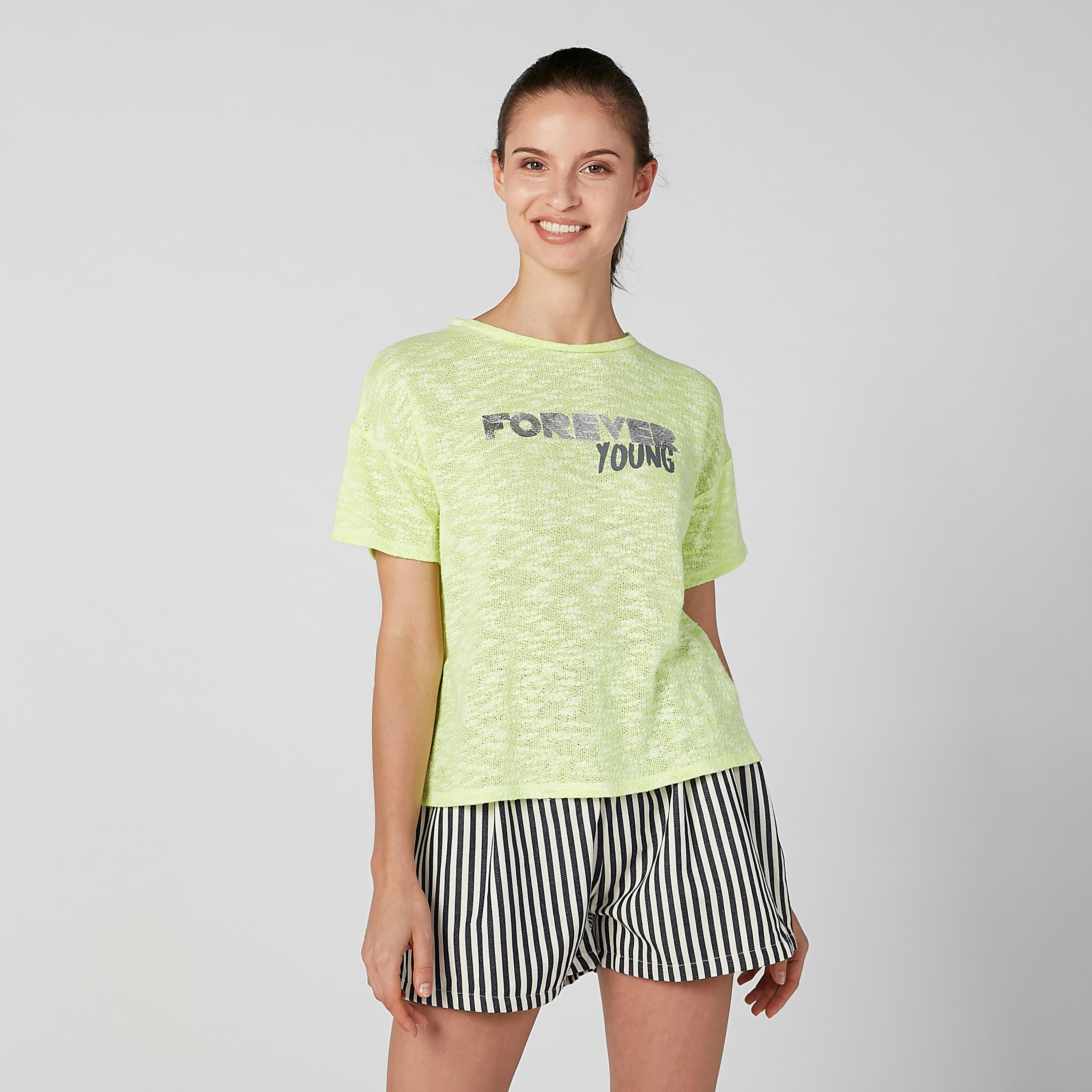 Printed T-shirt with Round Neck and Drop Shoulder Sleeves-women-clothing-tshirts-image-2