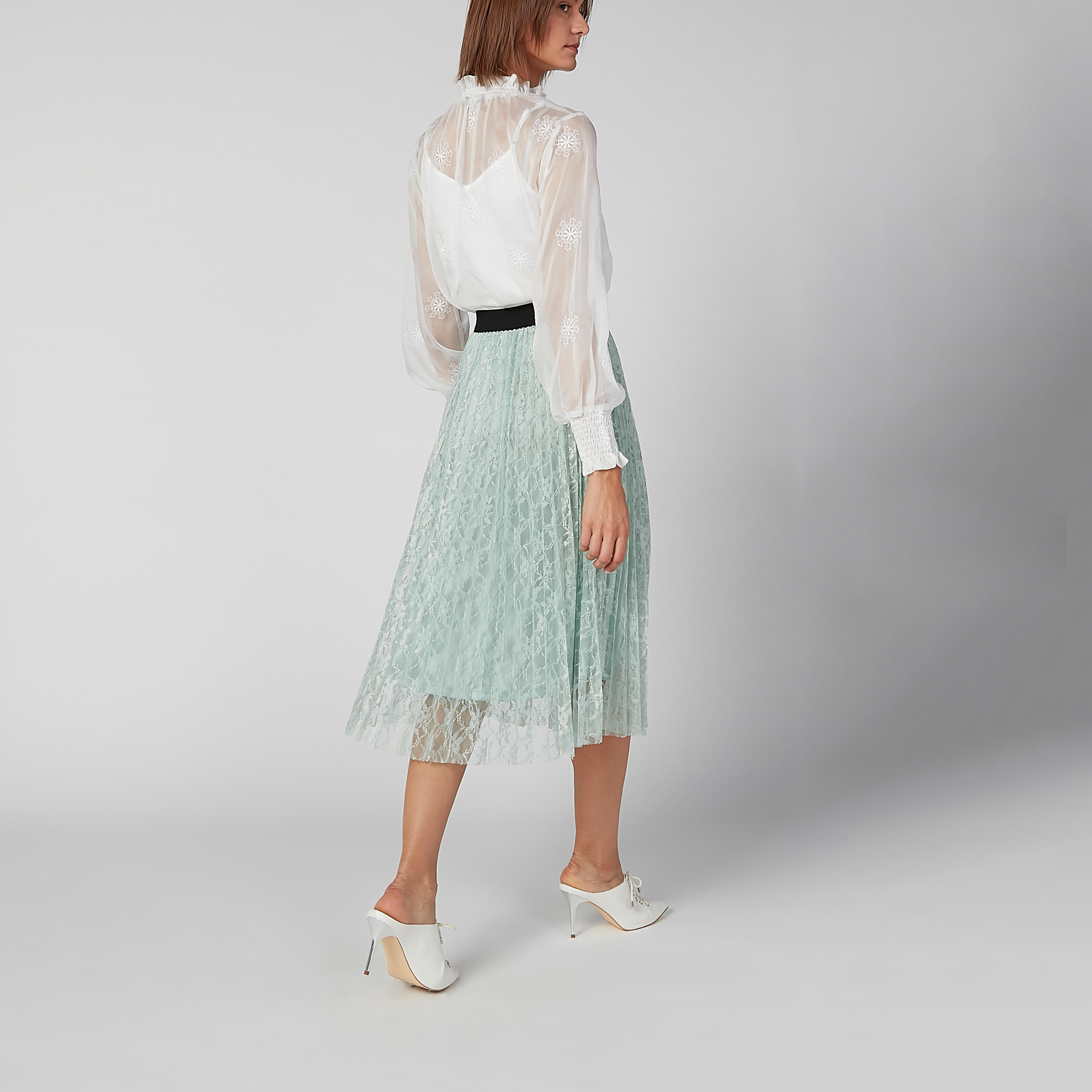 تنورة بارزة الملمس متعددة الطبقات إيه لاين متوسطة الطول بخصر مطّاطي-women-clothing-bottoms-skirts-image-5