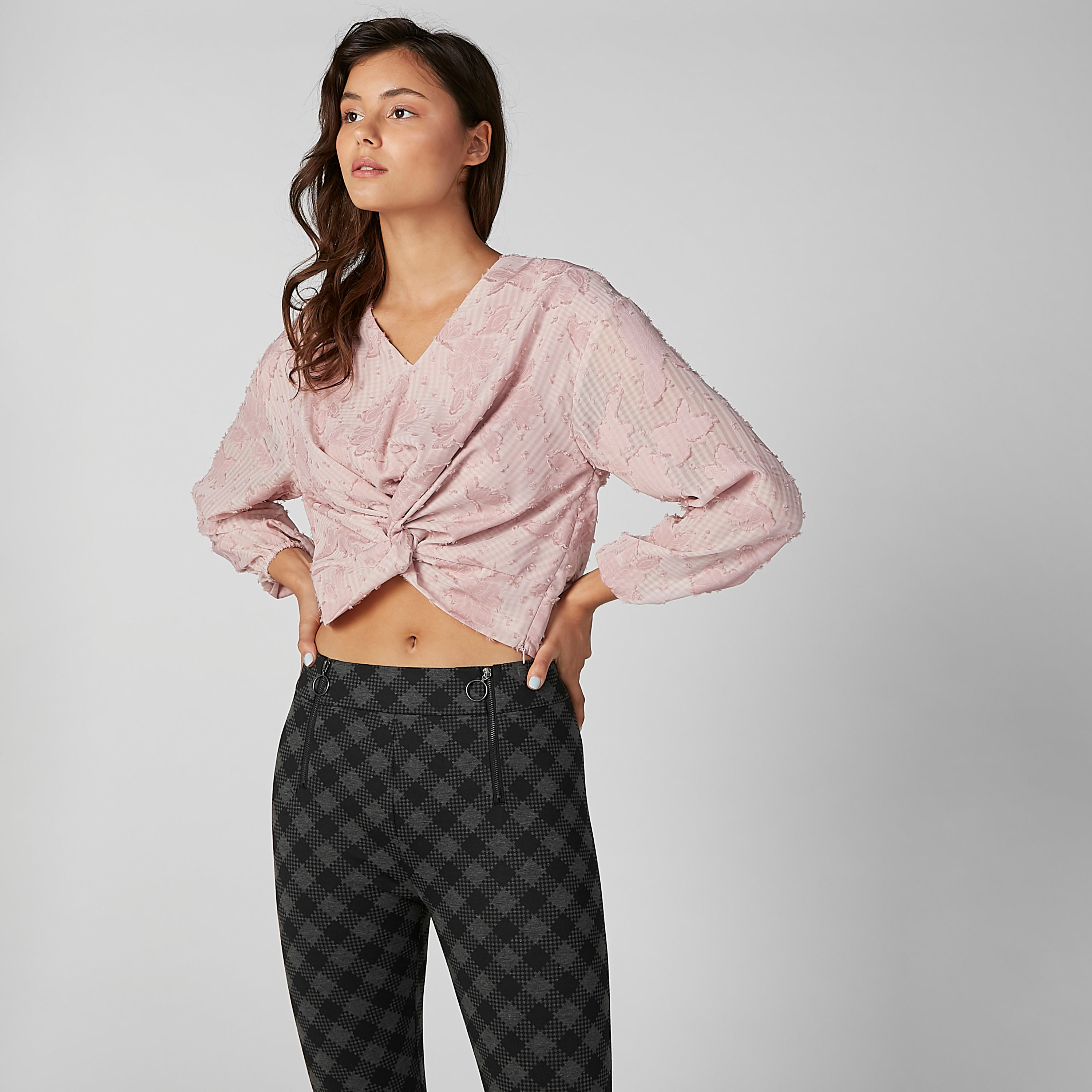 بلوزة قصيرة بارزة الملمس-women-clothing-shirtsandblouses-blouses-image-1