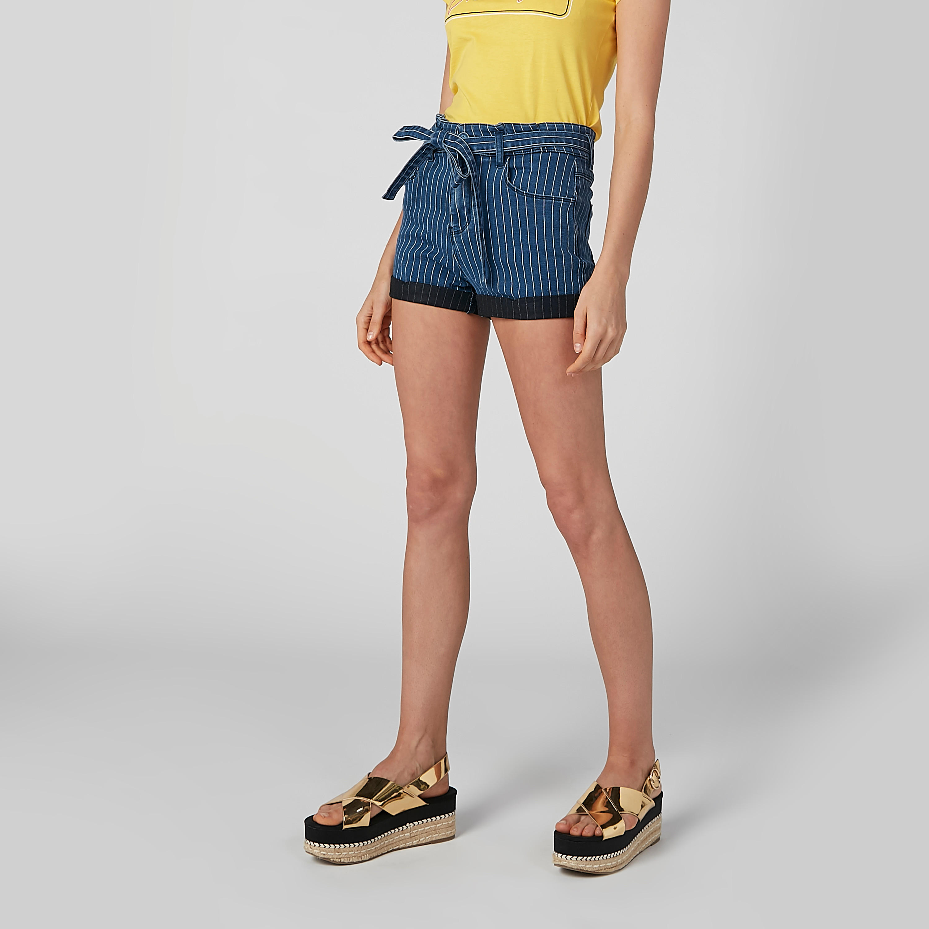 Striped Shorts with Pocket Detail and Tie Ups-women-clothing-bottoms-shorts-image-3