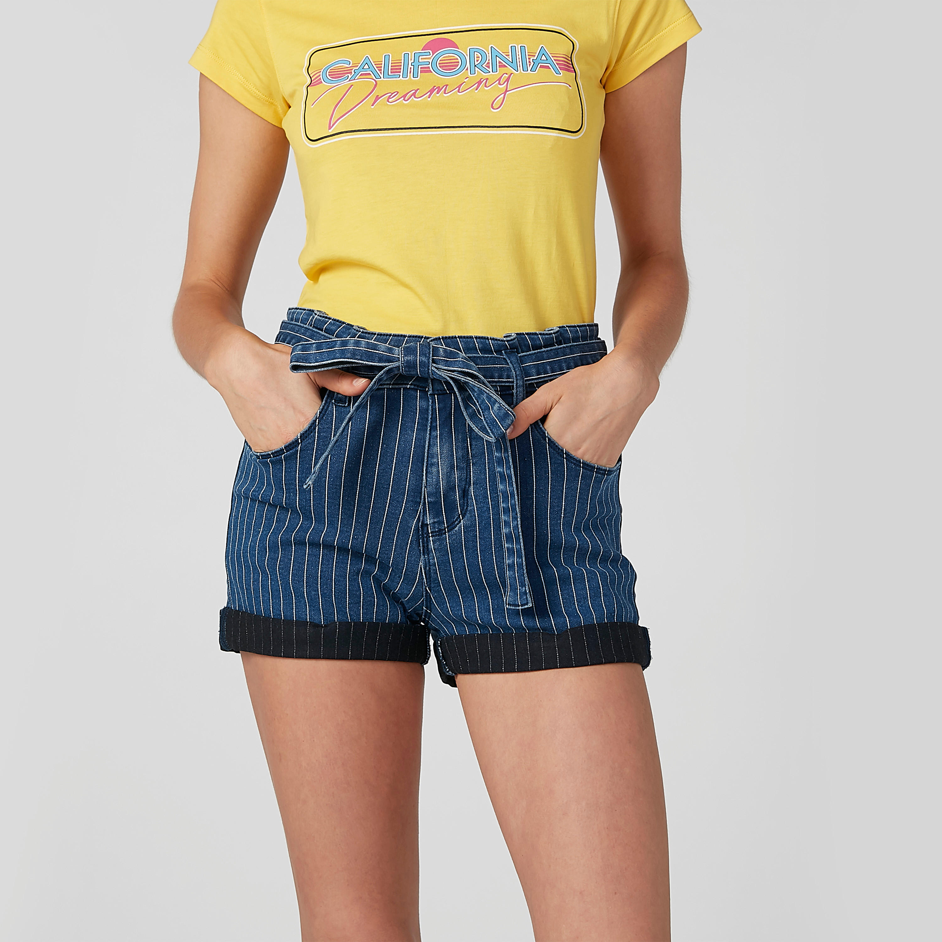Striped Shorts with Pocket Detail and Tie Ups-women-clothing-bottoms-shorts-image-4