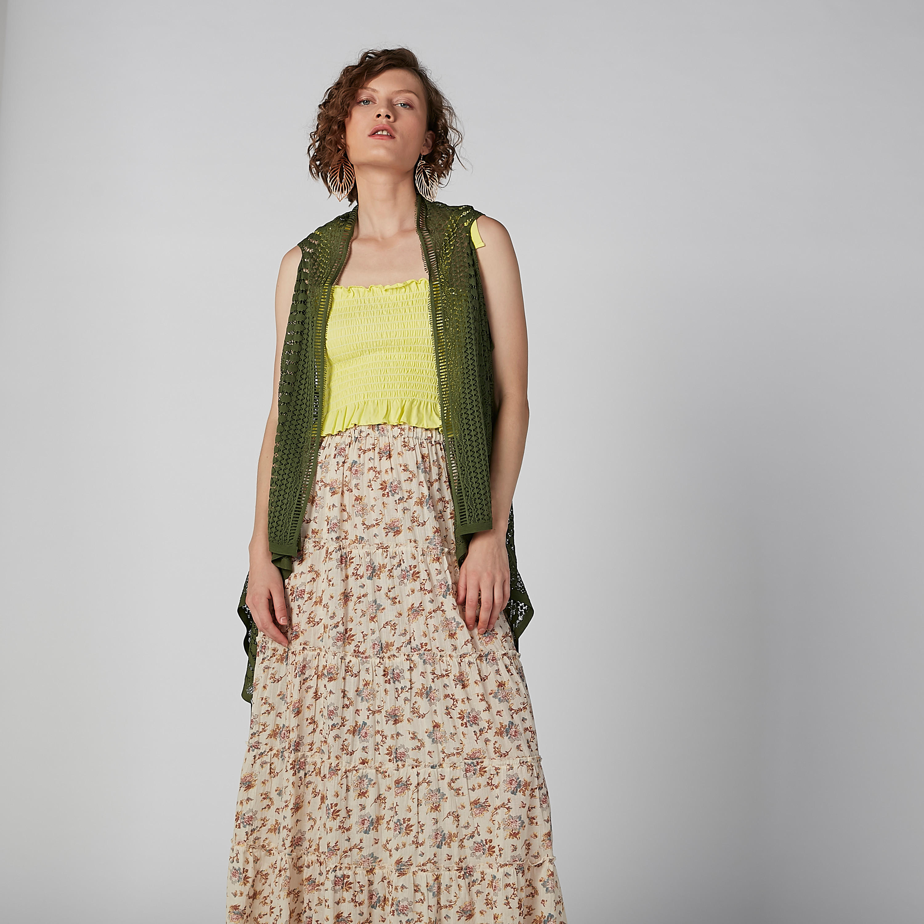 Patterned Longline Sleeveless Shrug with Tassels-women-winterwear-cardigansandjumpers-cardigans-image-2