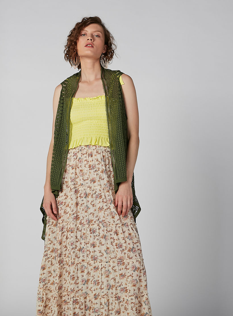 Patterned Longline Sleeveless Shrug with Tassels-women-winterwear-cardigansandjumpers-cardigans-image-2