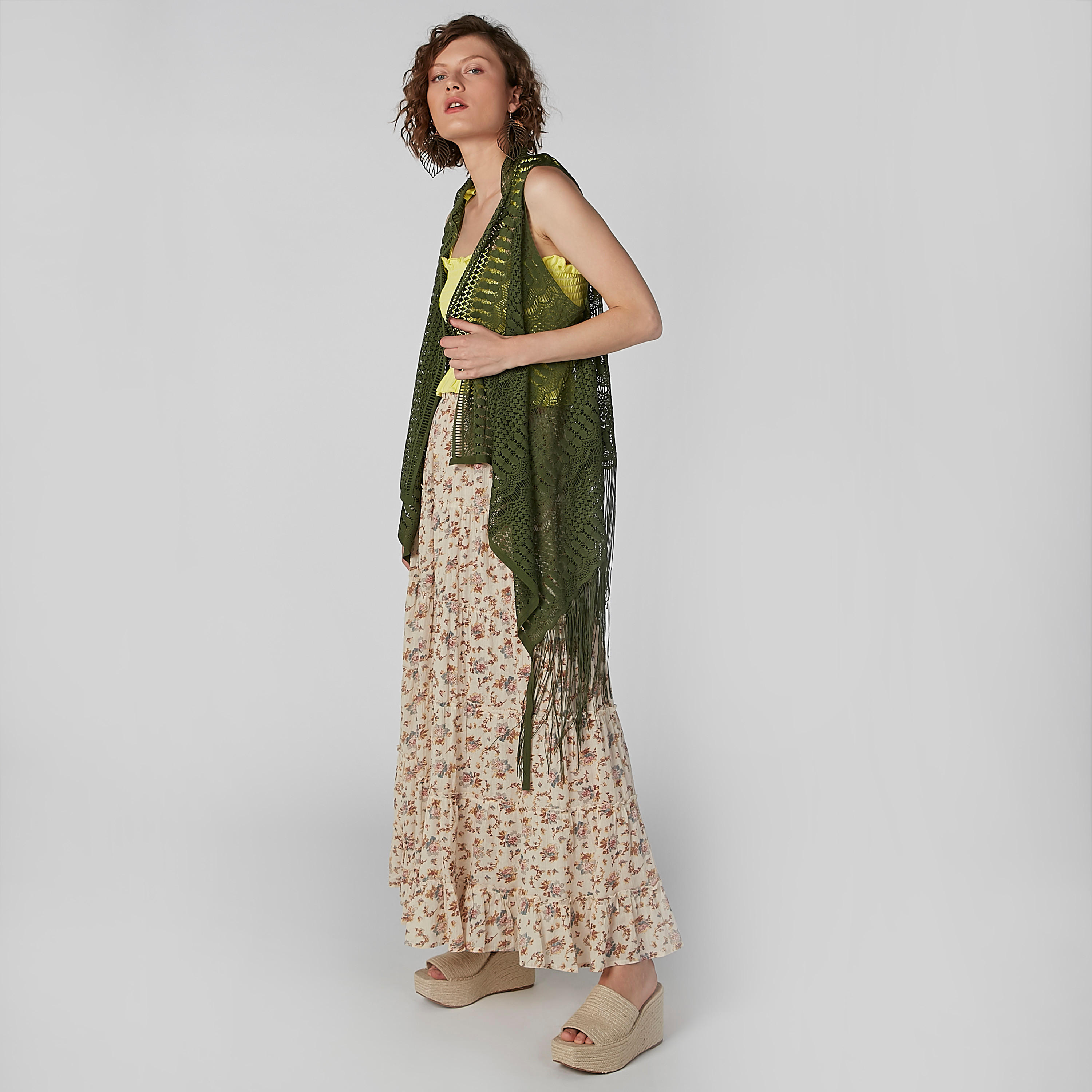 Patterned Longline Sleeveless Shrug with Tassels-women-winterwear-cardigansandjumpers-cardigans-image-3