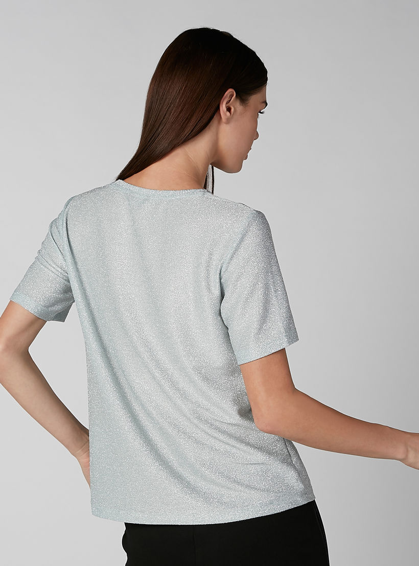 Textured Top with Round Neck and Short Sleeves-women-clothing-shirtsandblouses-blouses-image-4
