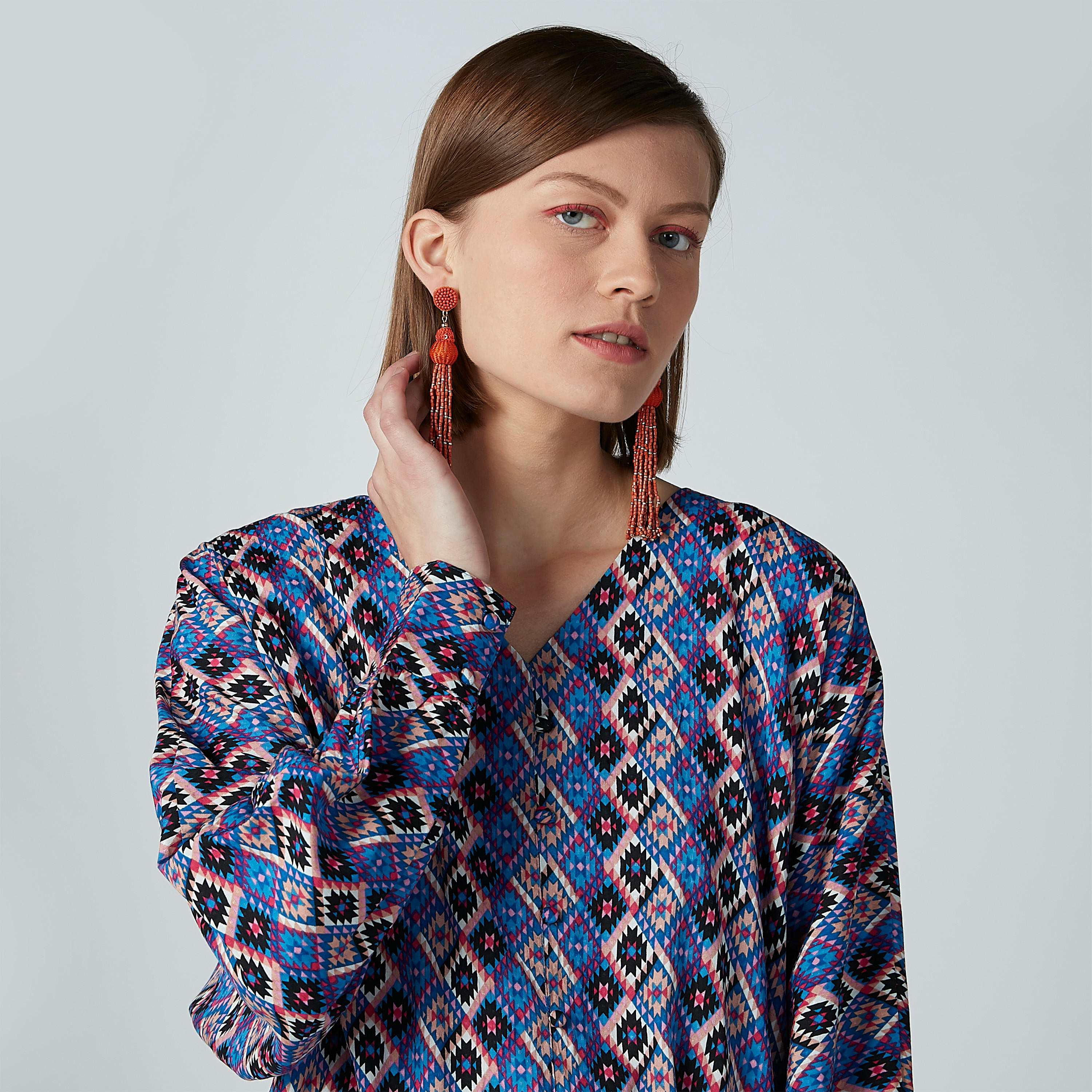 Printed Top with V-neck and Long Sleeves-women-clothing-shirtsandblouses-blouses-image-1