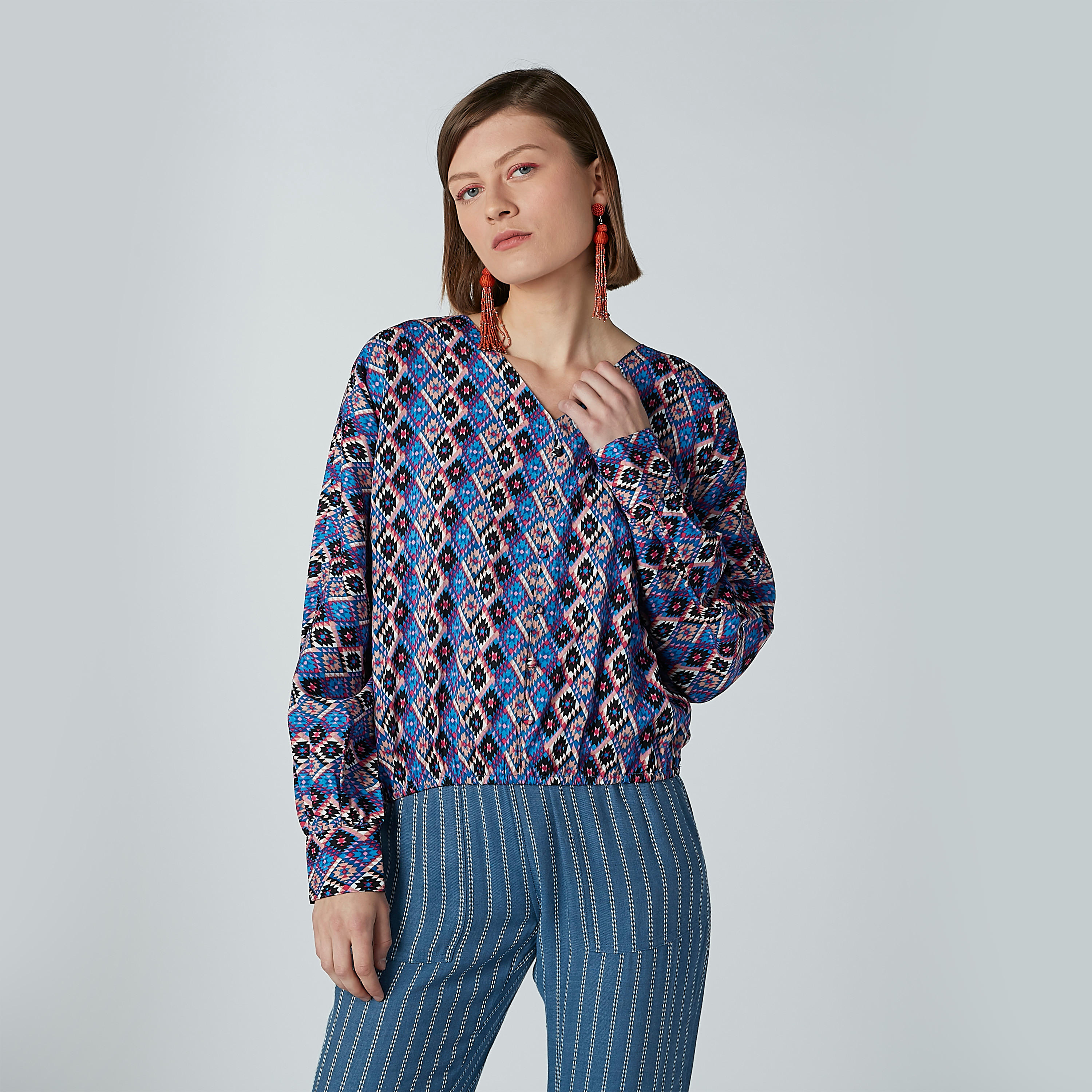 Printed Top with V-neck and Long Sleeves-women-clothing-shirtsandblouses-blouses-image-2