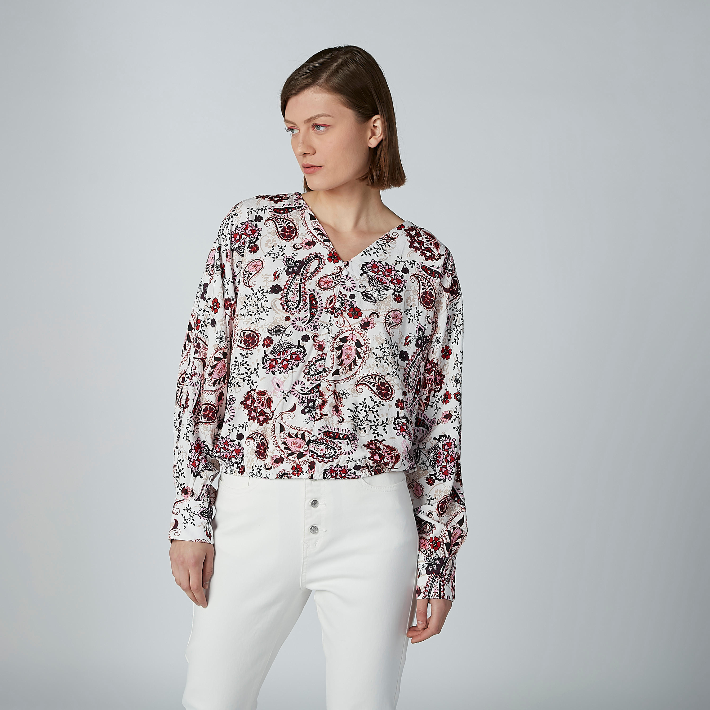Paisley Printed Top with Long Sleeves and V-neck-women-clothing-shirtsandblouses-blouses-image-2