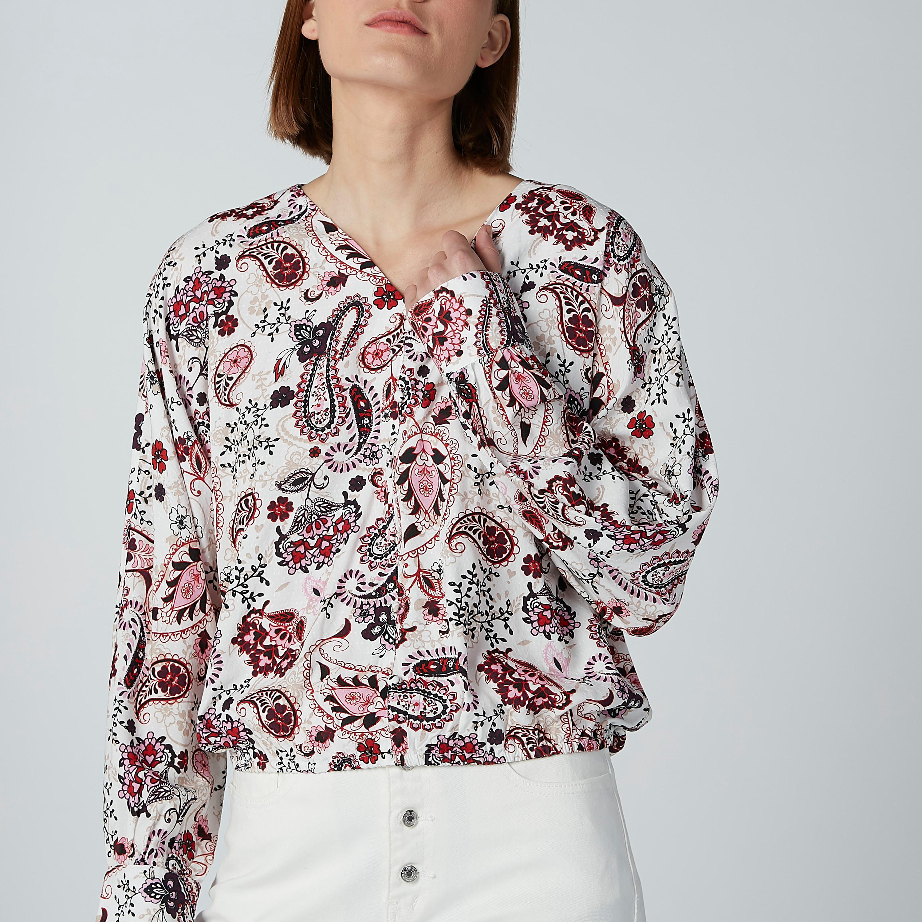 Paisley Printed Top with Long Sleeves and V-neck-women-clothing-shirtsandblouses-blouses-image-3