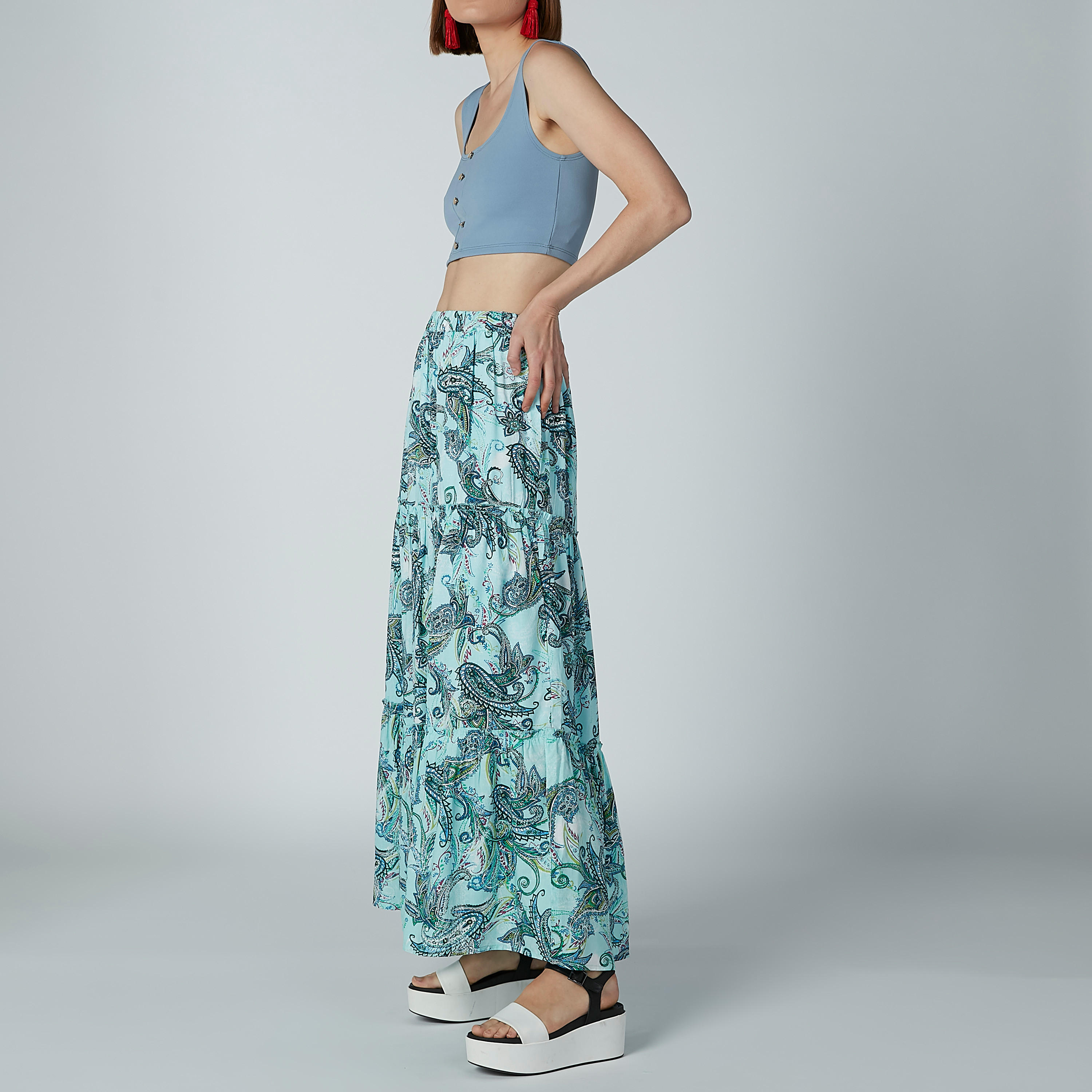 تنورة إيه لاين طويلة بخصر مطّاطي وطبعات بيزلي-women-clothing-bottoms-skirts-image-5