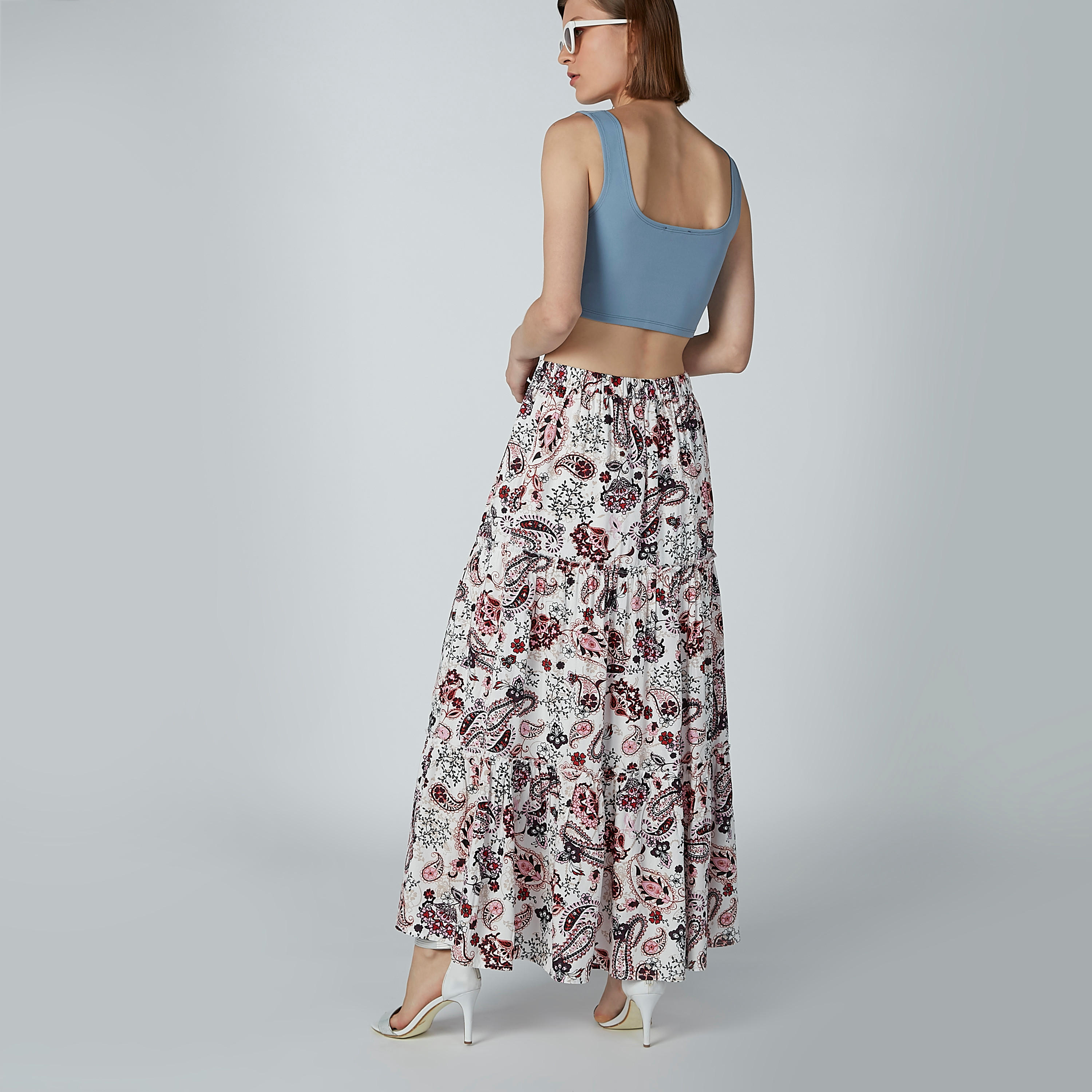 تنورة إيه لاين طويلة بخصر مطّاطي وطبعات-women-clothing-bottoms-skirts-image-1