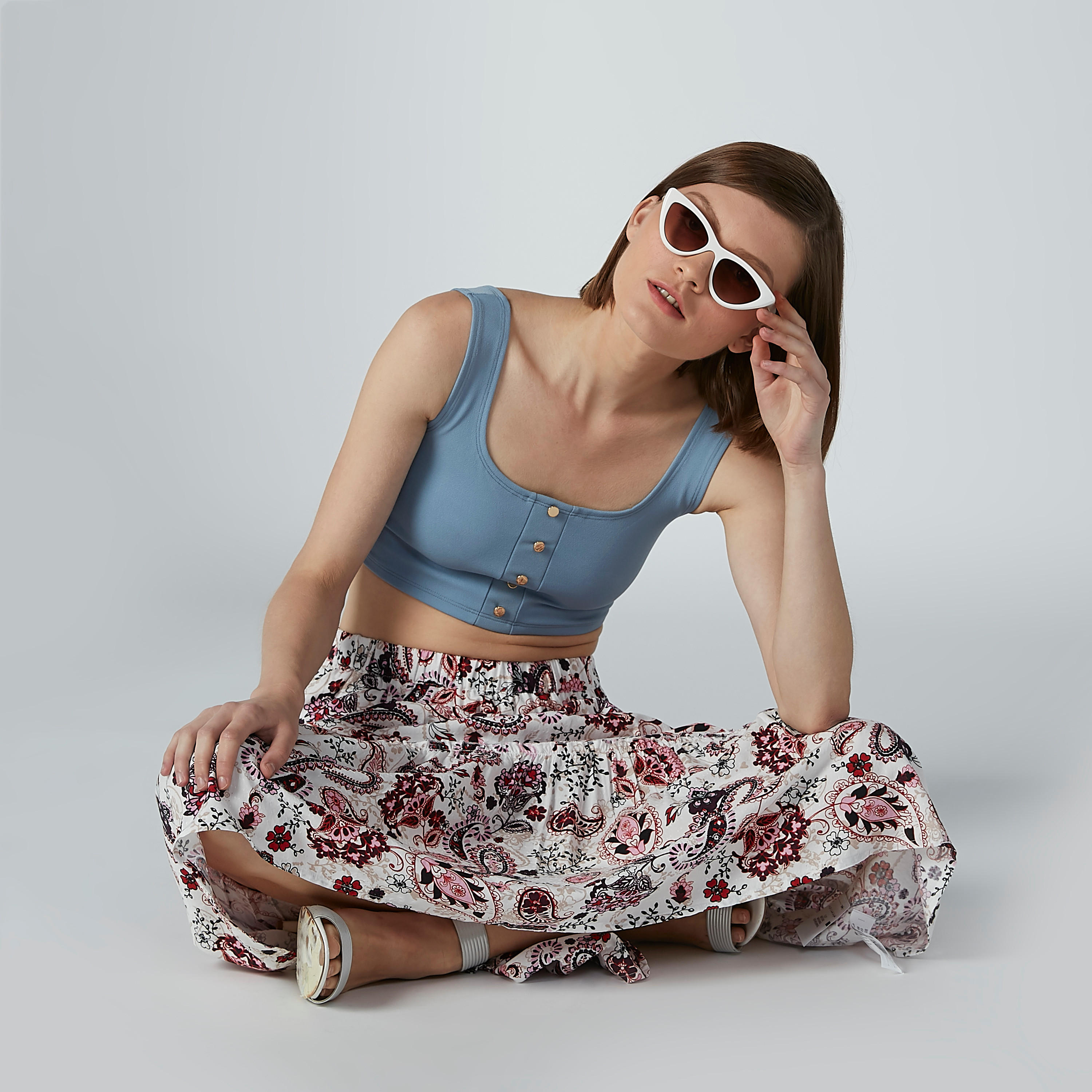 تنورة إيه لاين طويلة بخصر مطّاطي وطبعات-women-clothing-bottoms-skirts-image-2