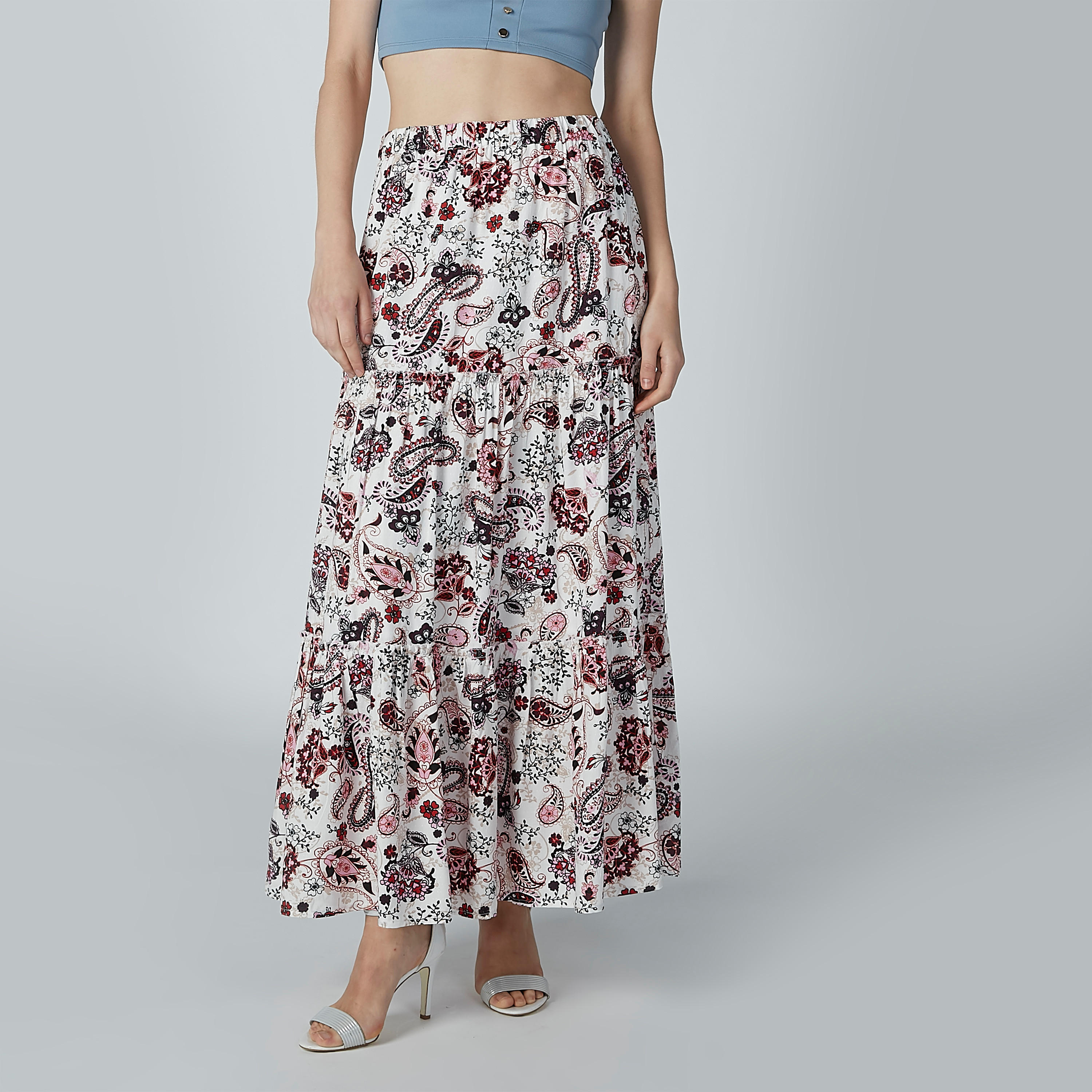 تنورة إيه لاين طويلة بخصر مطّاطي وطبعات-women-clothing-bottoms-skirts-image-3