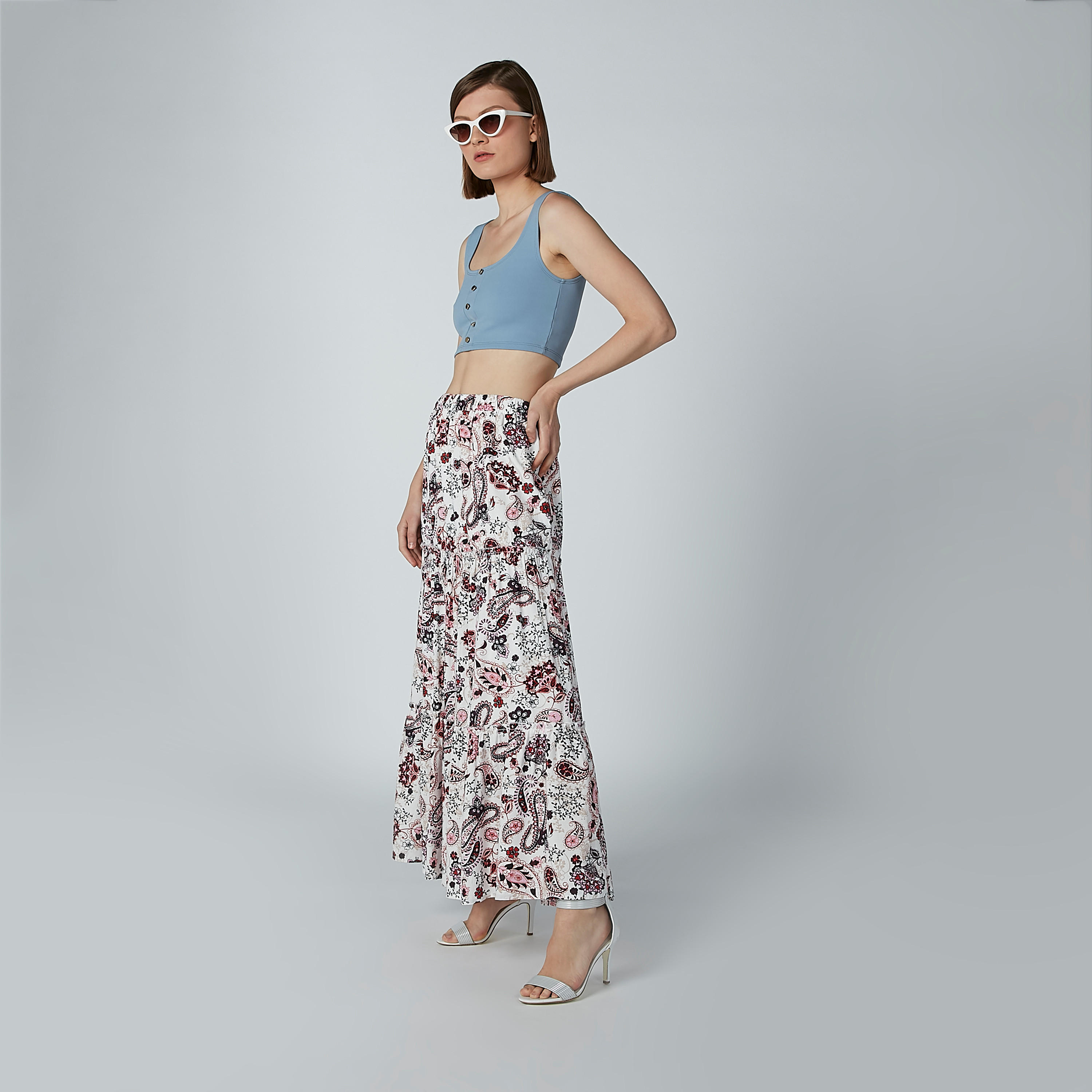 تنورة إيه لاين طويلة بخصر مطّاطي وطبعات-women-clothing-bottoms-skirts-image-4