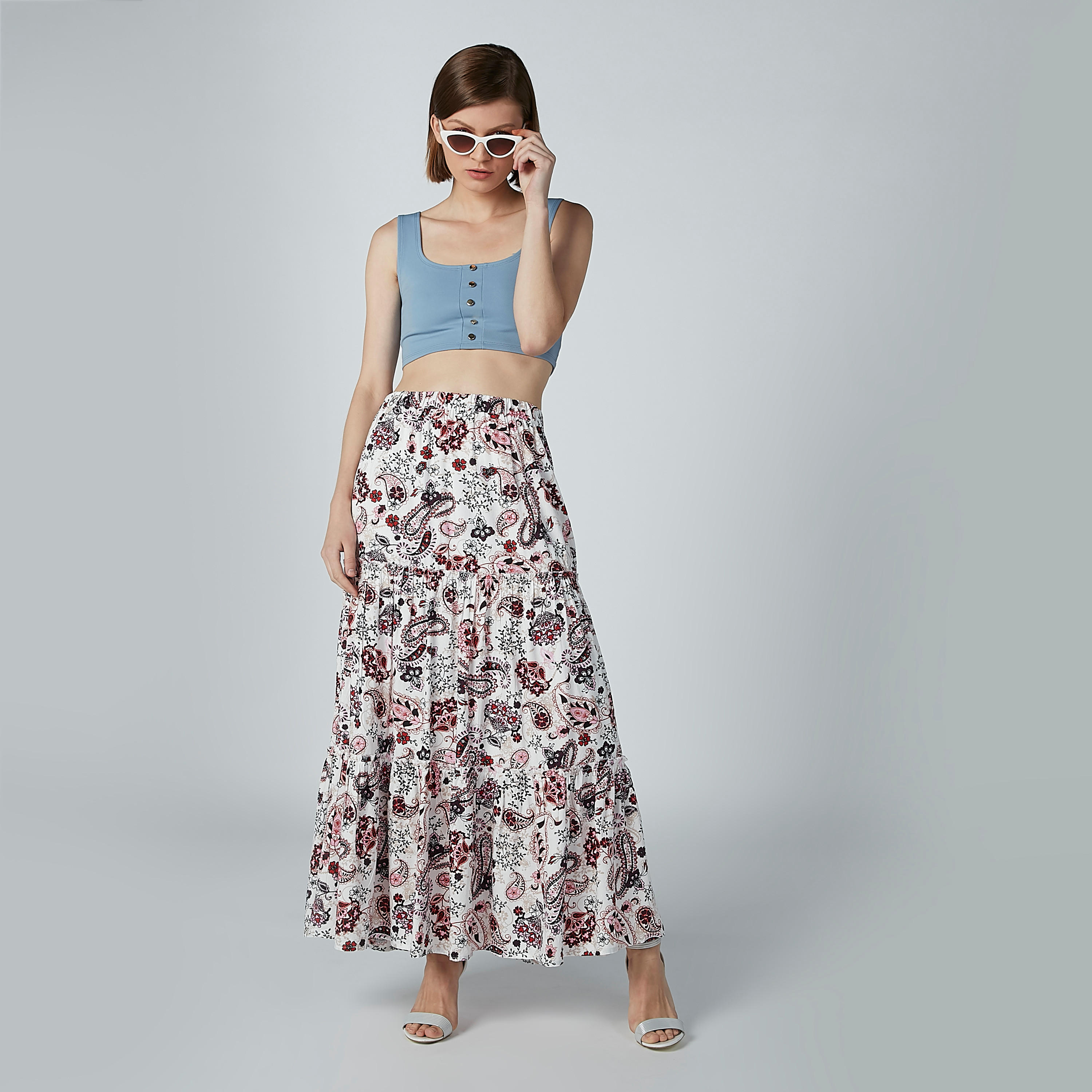 تنورة إيه لاين طويلة بخصر مطّاطي وطبعات-women-clothing-bottoms-skirts-image-5