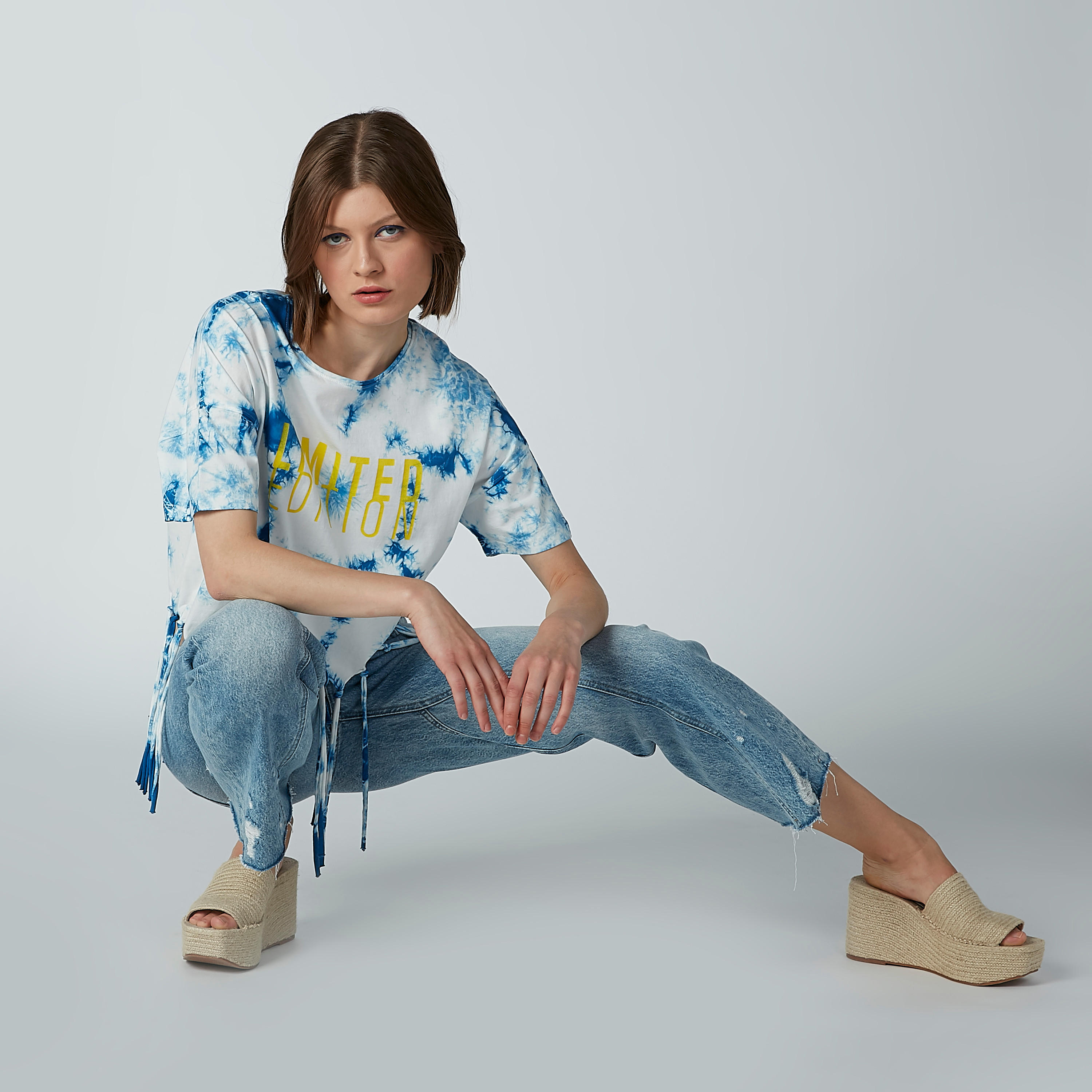 Printed T-shirt with Short Sleeves and Fringes-women-clothing-tshirts-image-4
