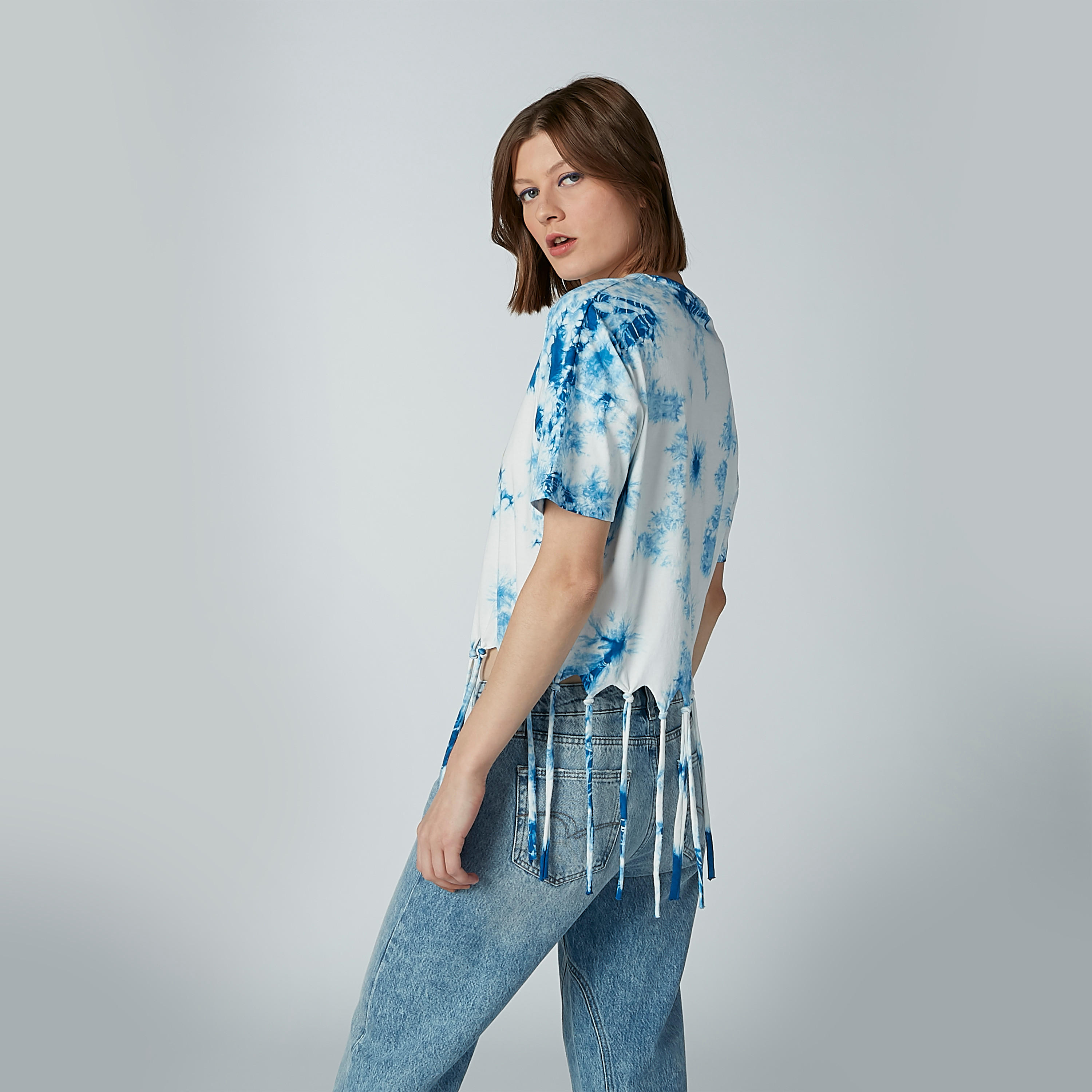 Printed T-shirt with Short Sleeves and Fringes-women-clothing-tshirts-image-5
