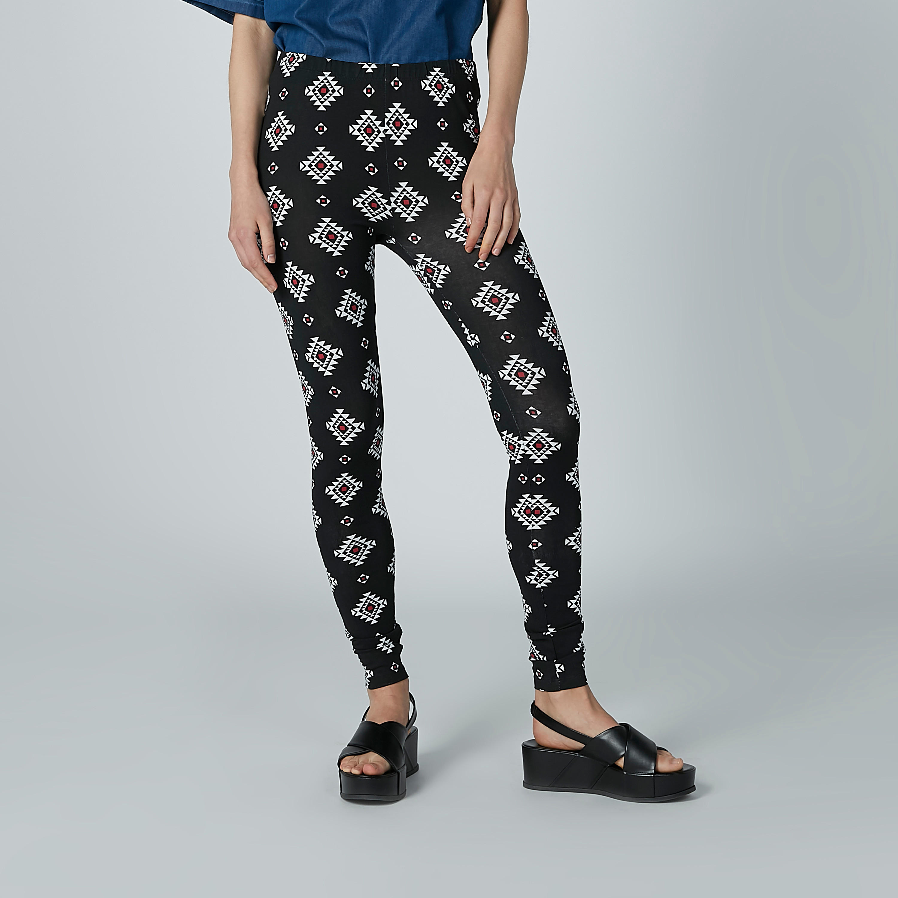 بنطال ليقنز طويل بخصر مطّاطي وطبعات-women-clothing-bottoms-leggings-image-1