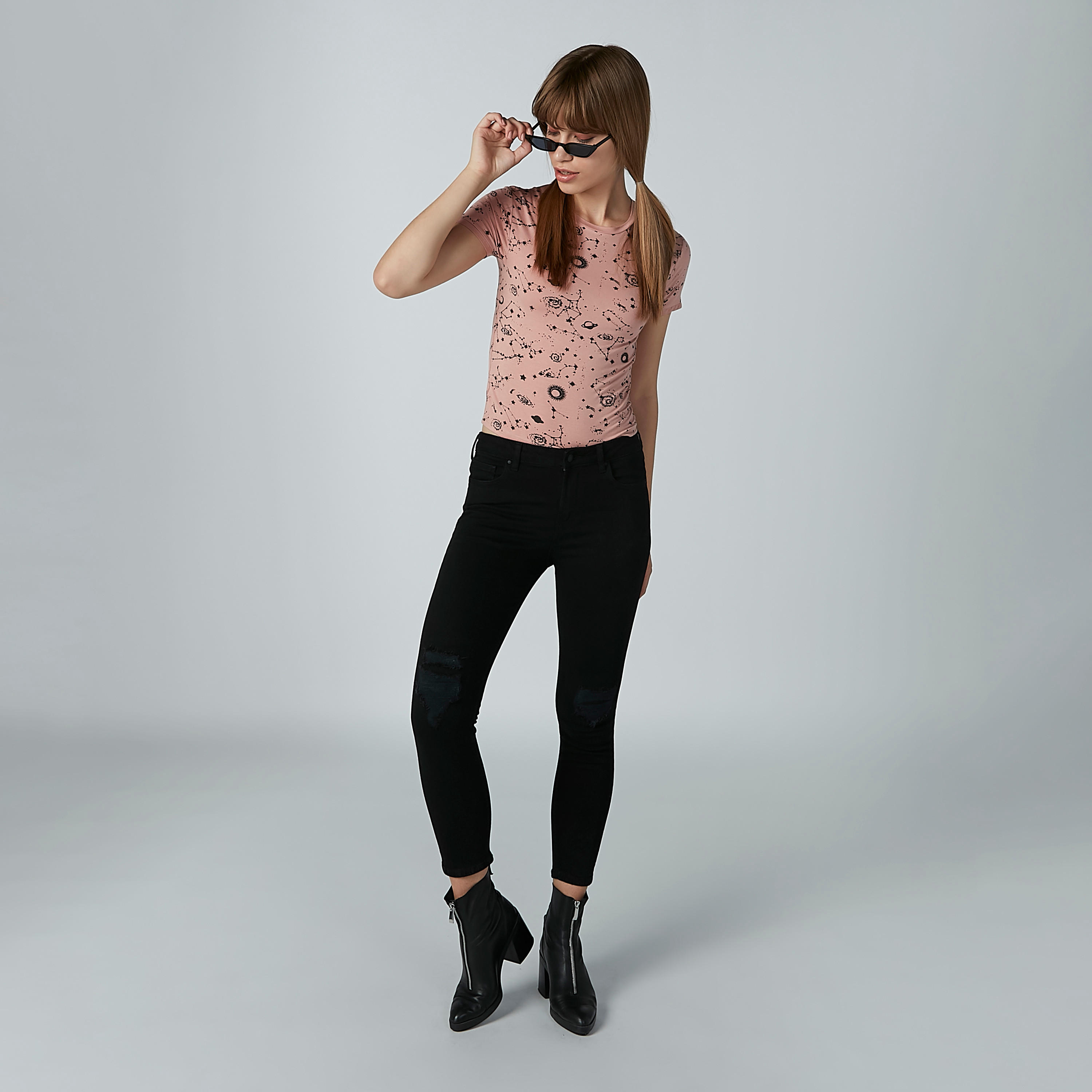 Printed T-shirt with Round Neck and Short Sleeves-women-clothing-tshirts-image-2