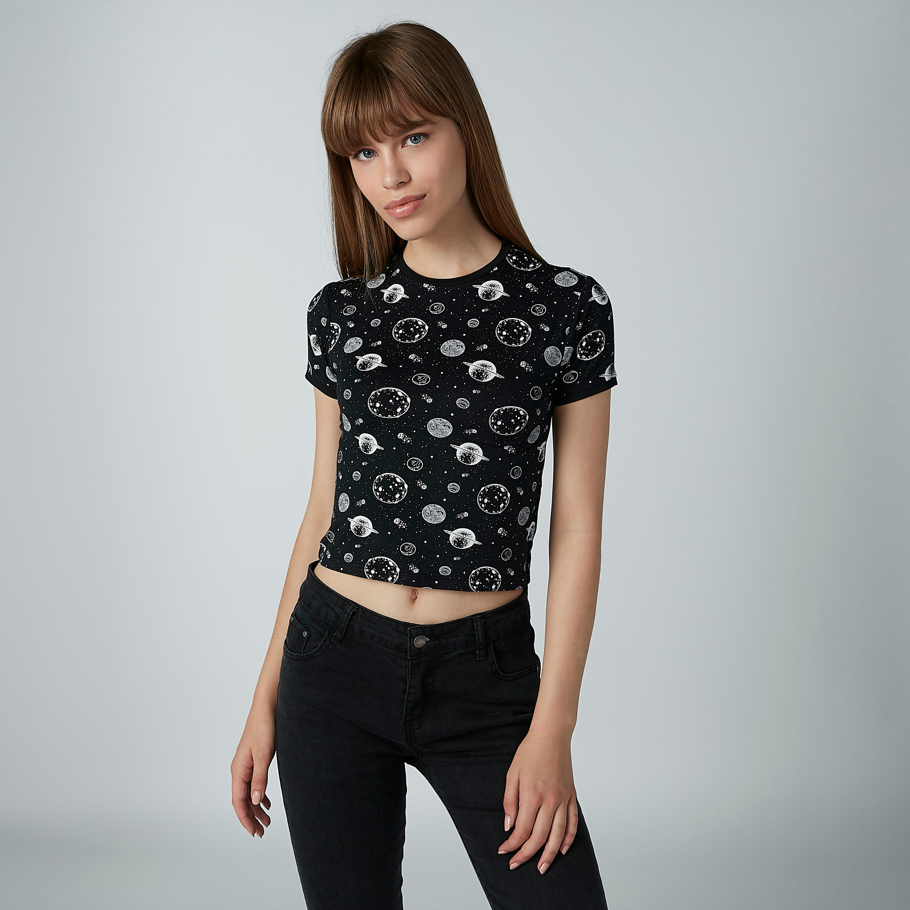 Printed T-shirt with Short Sleeves and Round Neck-women-clothing-tshirts-image-2