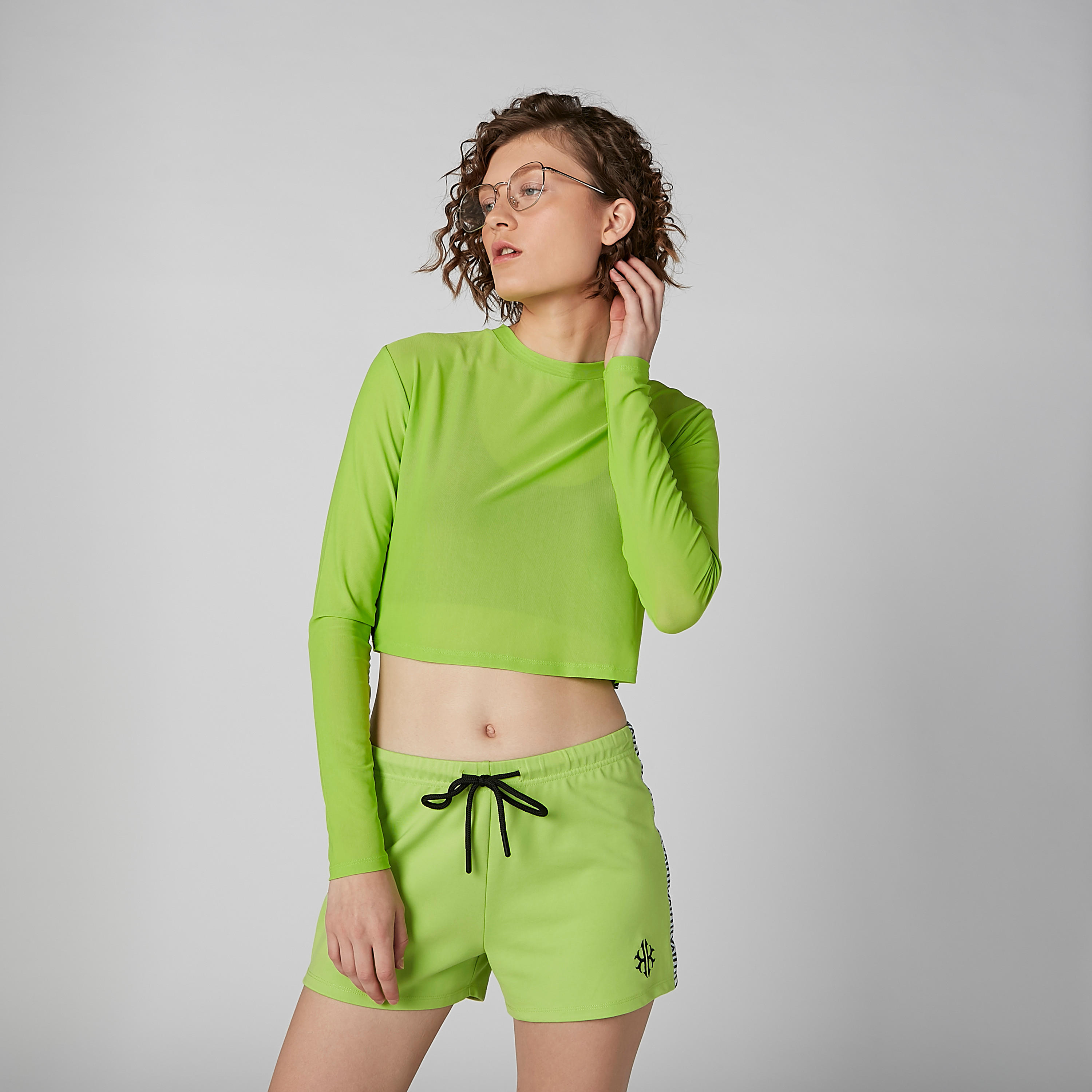 Solid Crop Top with Crew Neck and Long Sleeves-women-clothing-tshirts-image-1