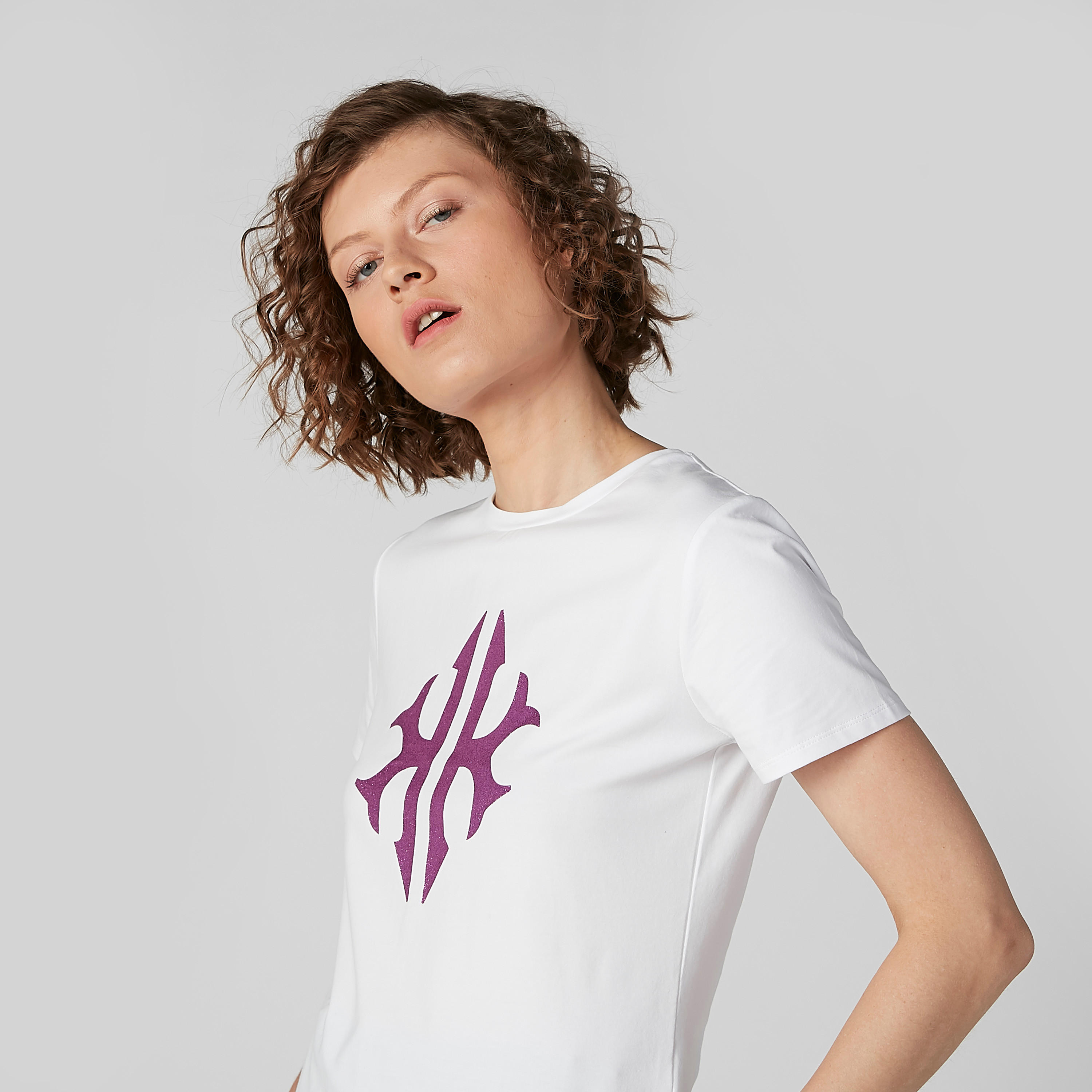 Graphic Printed Crew Neck T-shirt with Short Sleeves-women-clothing-tshirts-image-2