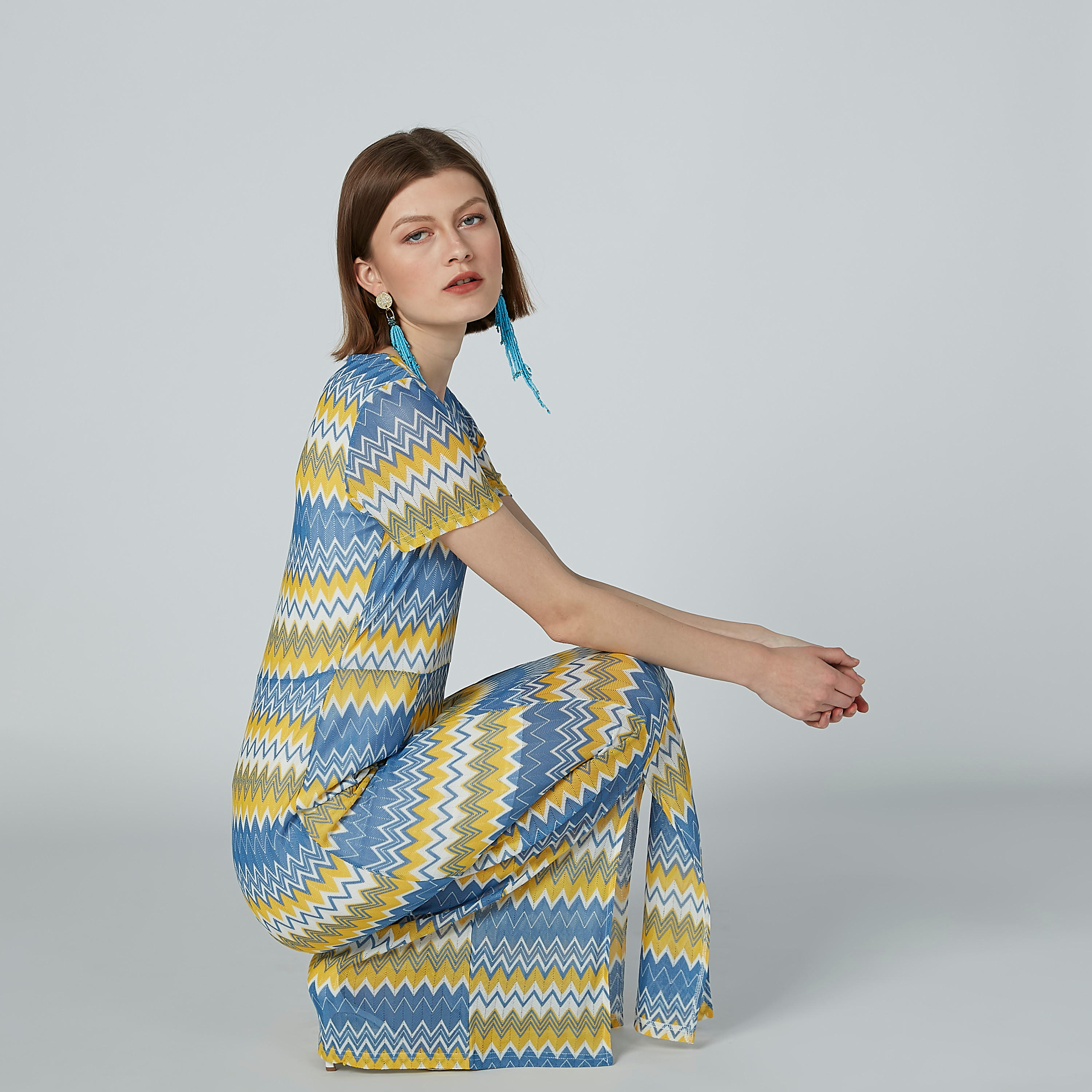 فستان إيه لاين طويل بياقة V وفتحات وطبعات-women-clothing-dresses-image-1