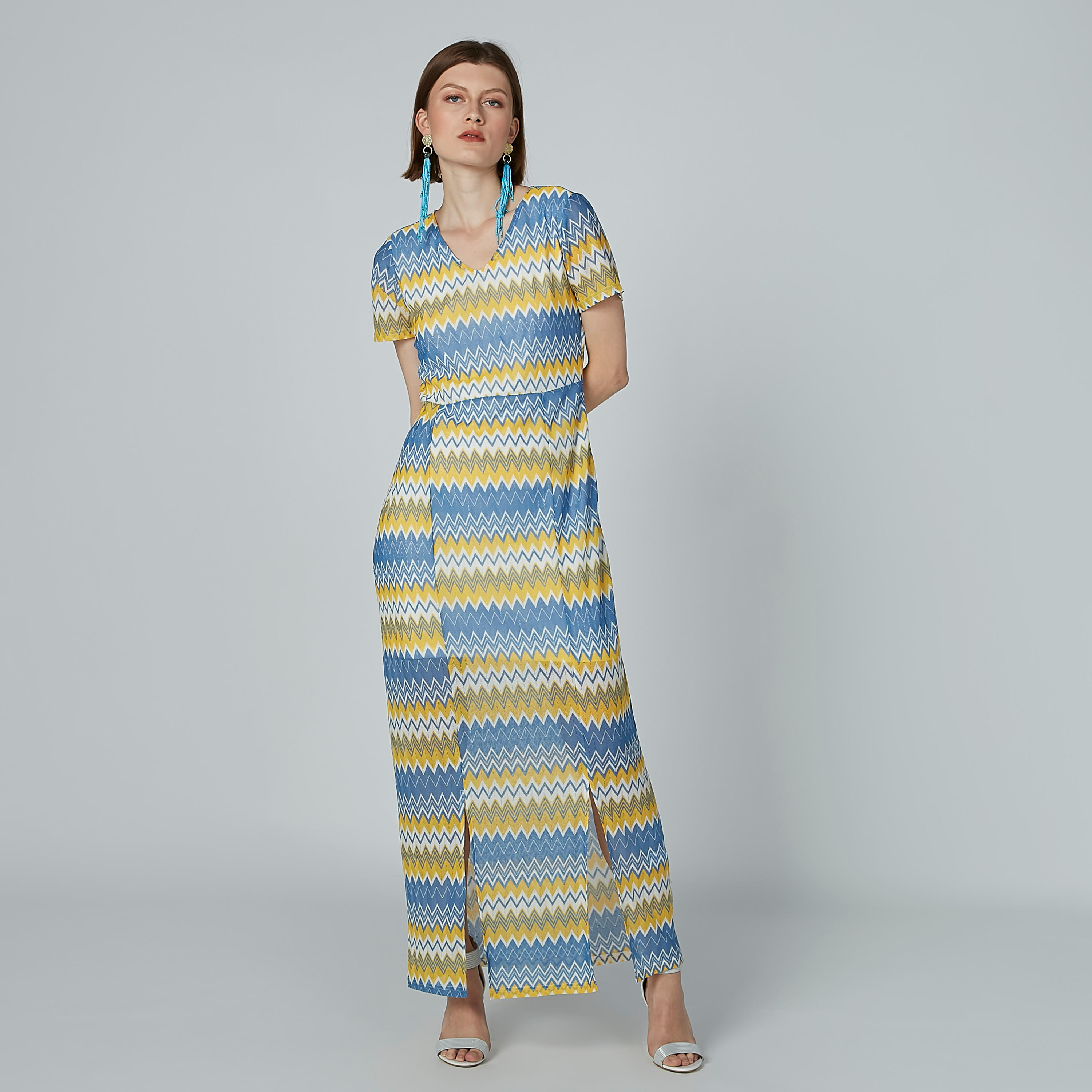 فستان إيه لاين طويل بياقة V وفتحات وطبعات-women-clothing-dresses-image-3
